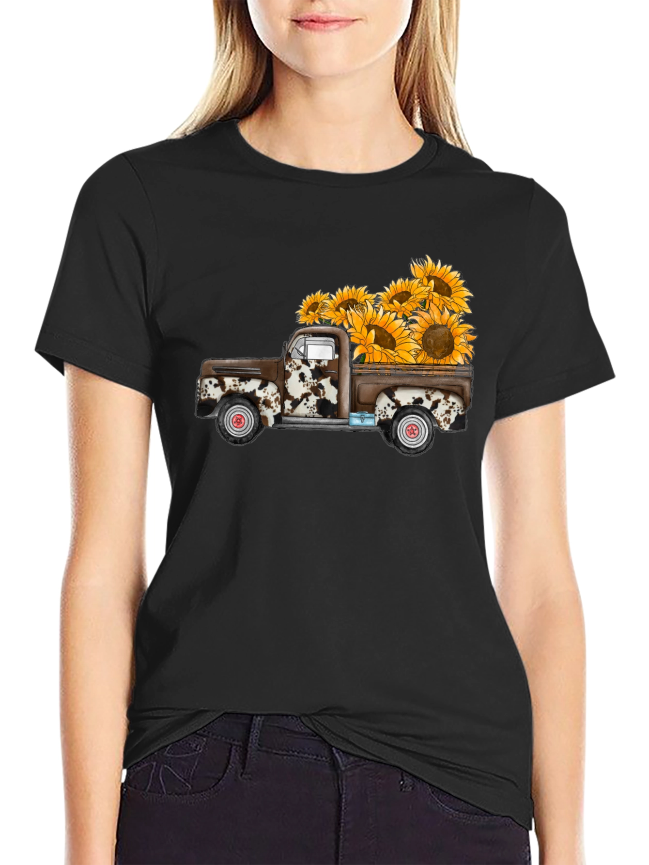Black Sunflower Truck Graphic Tee - Casual Comfort view 2