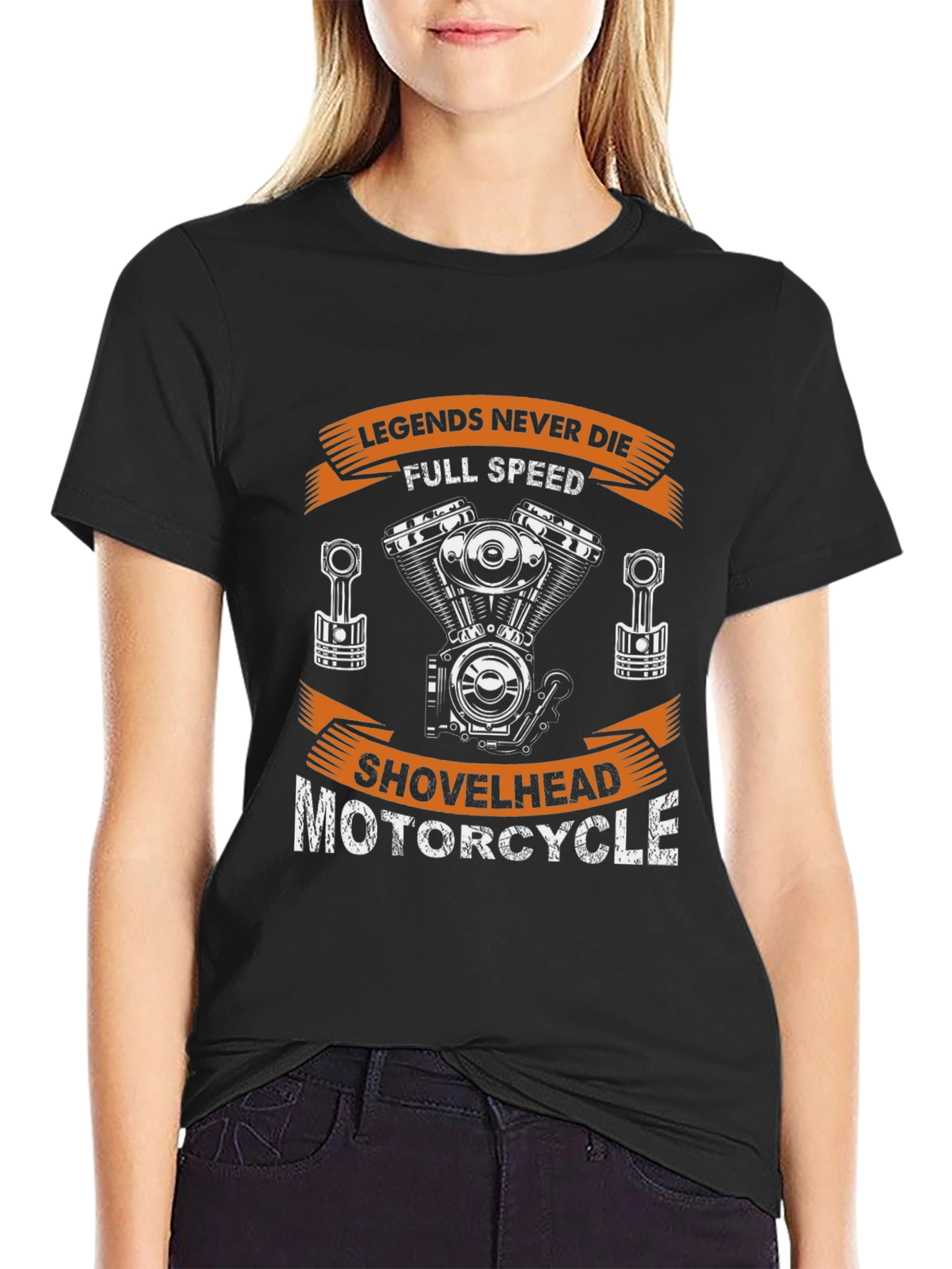 Black Legends Never Die Motorcycle Shovelhead T-Shirt view 2