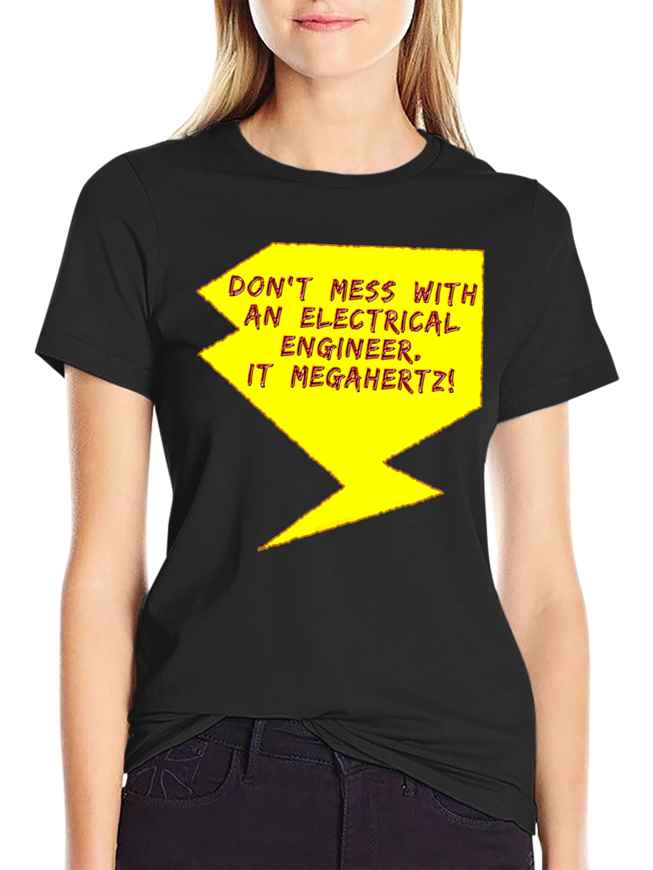 Black Electrical Engineer T-Shirt - Funny Warning Tee view 2