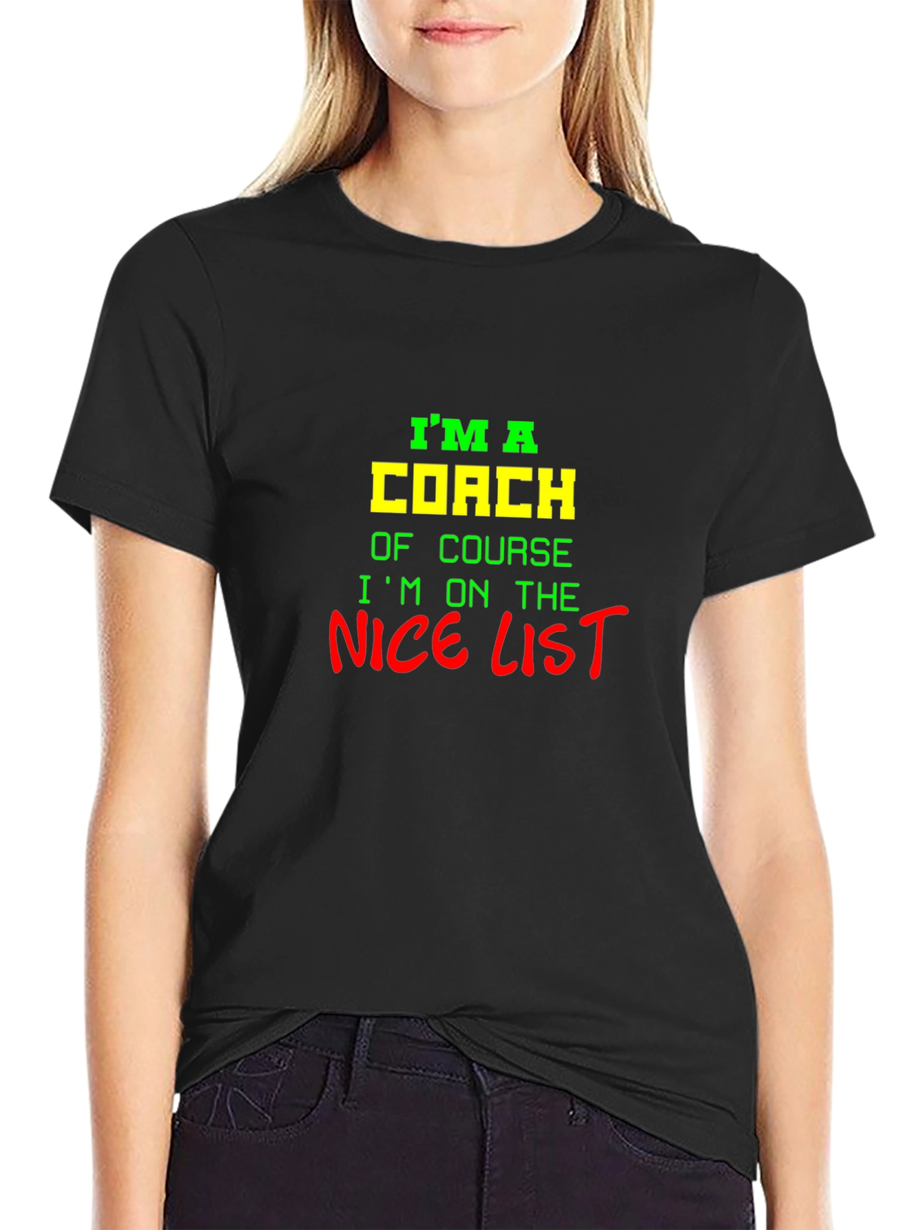 Black I'm a Coach Nice List Graphic Tee view 2