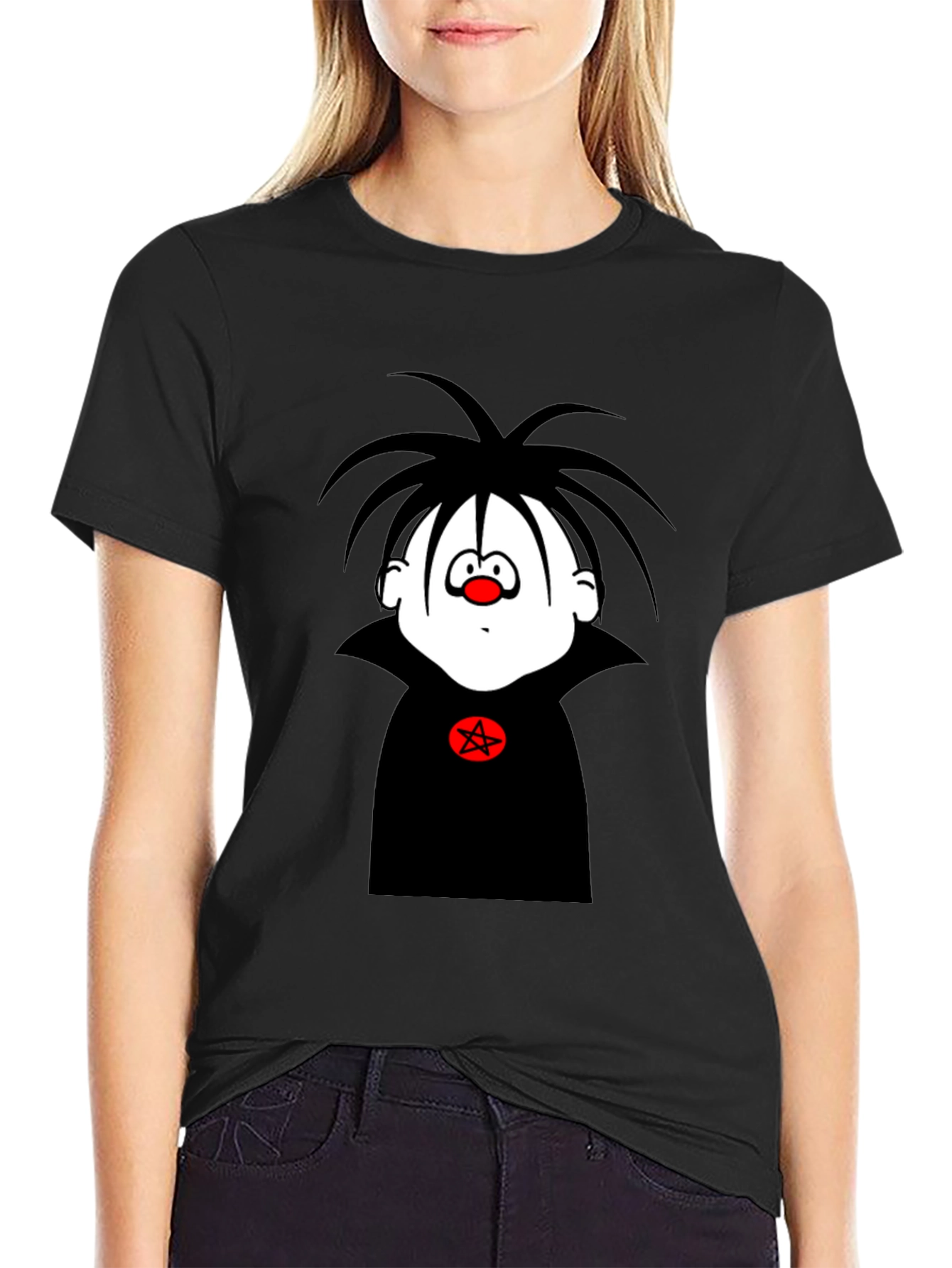 Black Cartoon Vampire T-Shirt - Men's Black Graphic Tee view 2