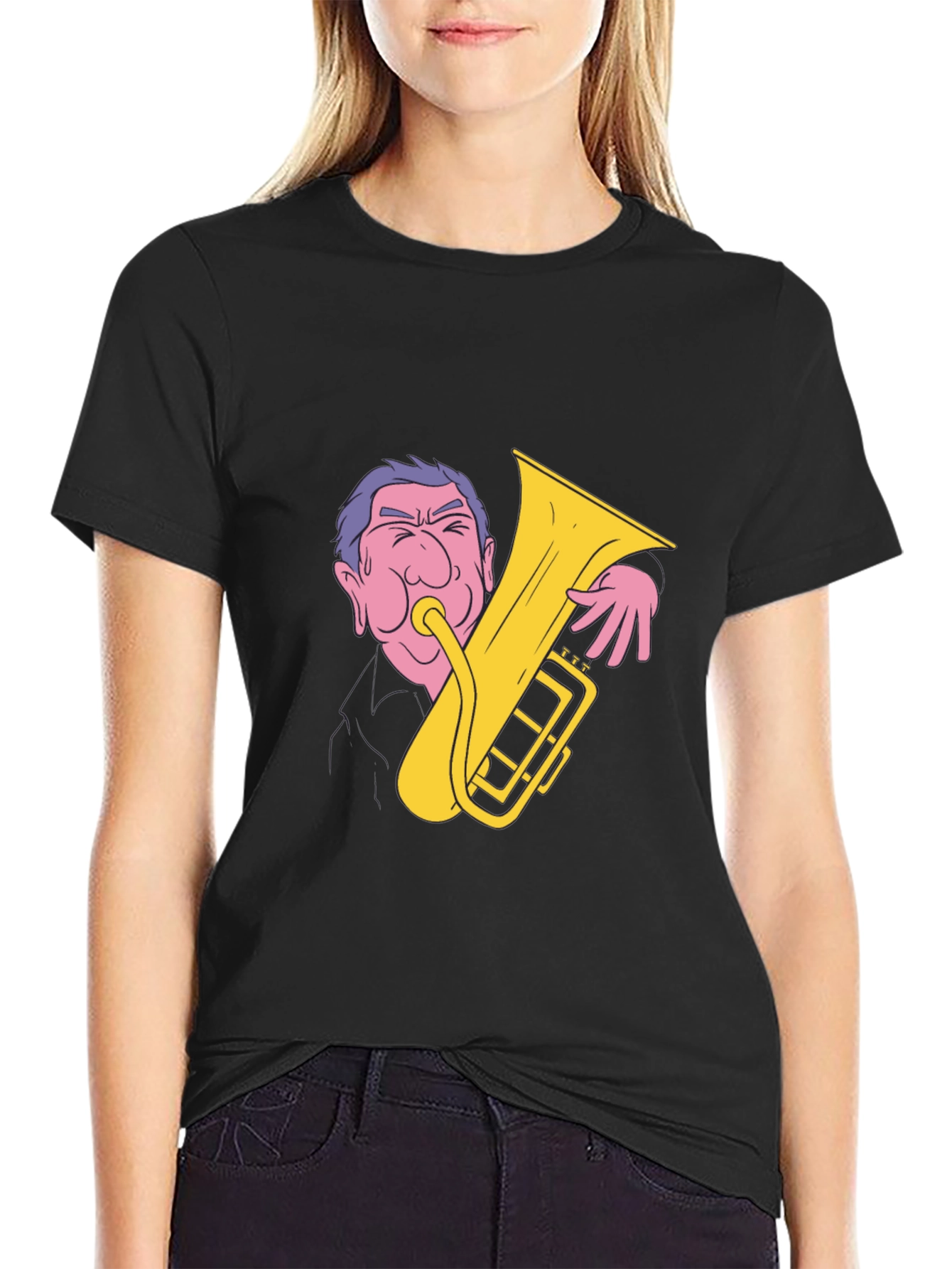 Black Man Playing Tuba Graphic T-Shirt view 2