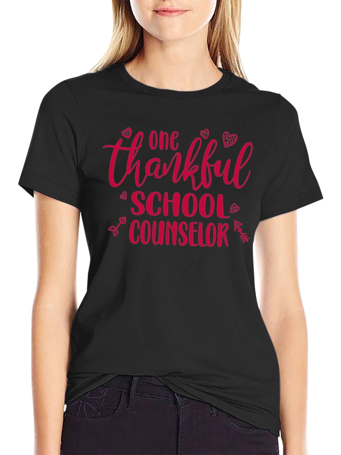 Black Thankful School Counselor T-Shirt view 2
