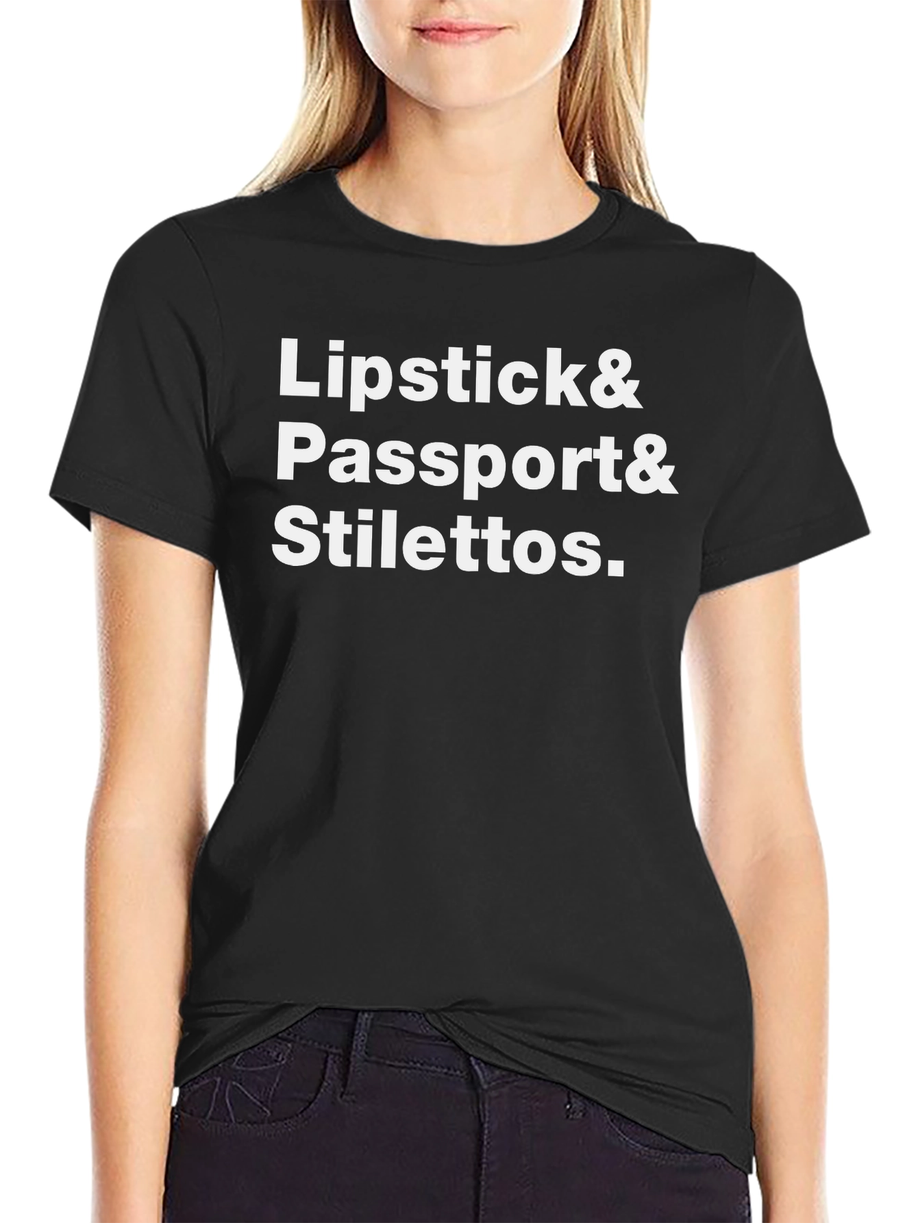 Black Lipstick & Passport & Stilettos Graphic Tee view 2