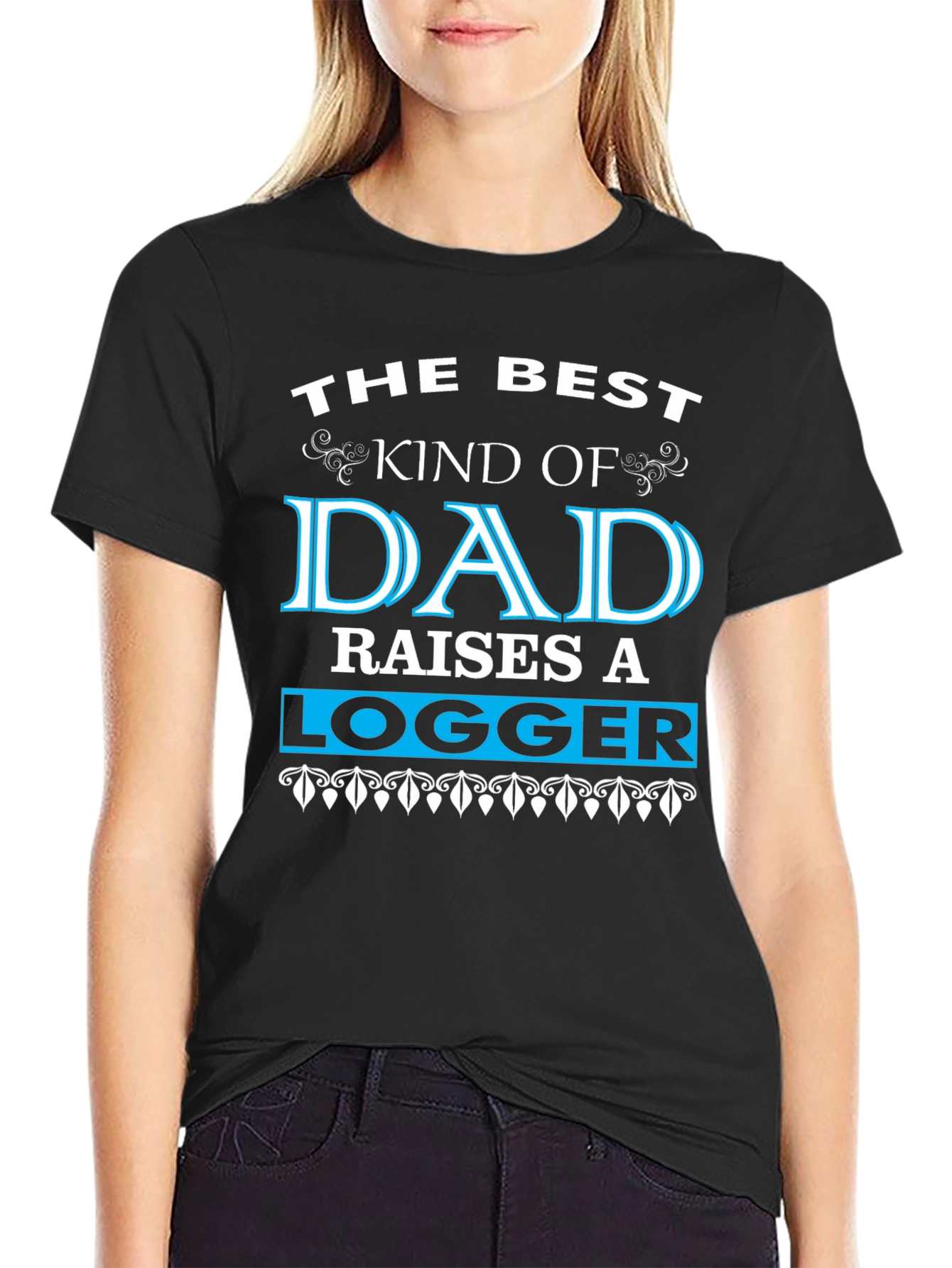 Black Best Dad Raises a Logger Black T-Shirt view 2