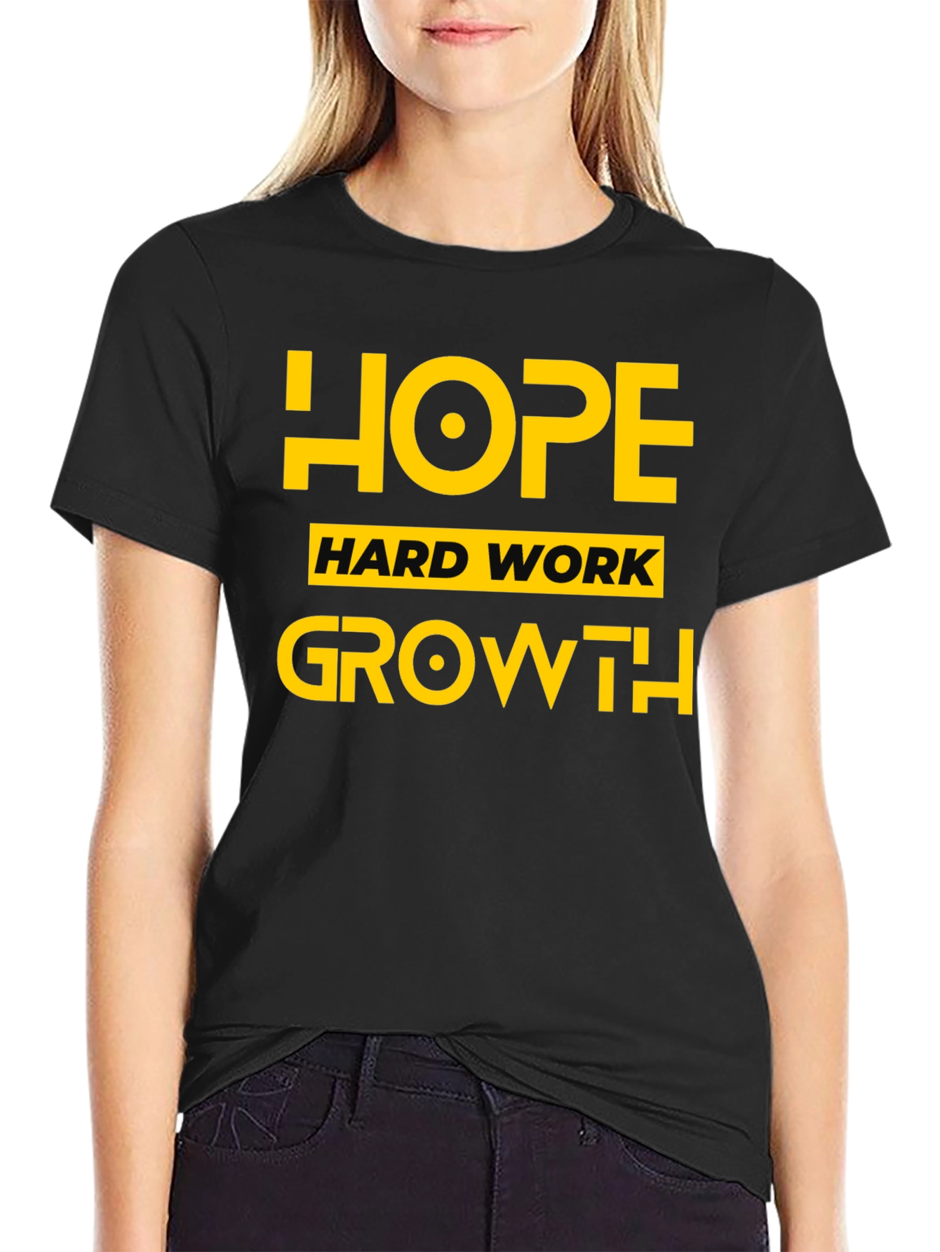 Black Hope Hard Work Growth T-Shirt view 2