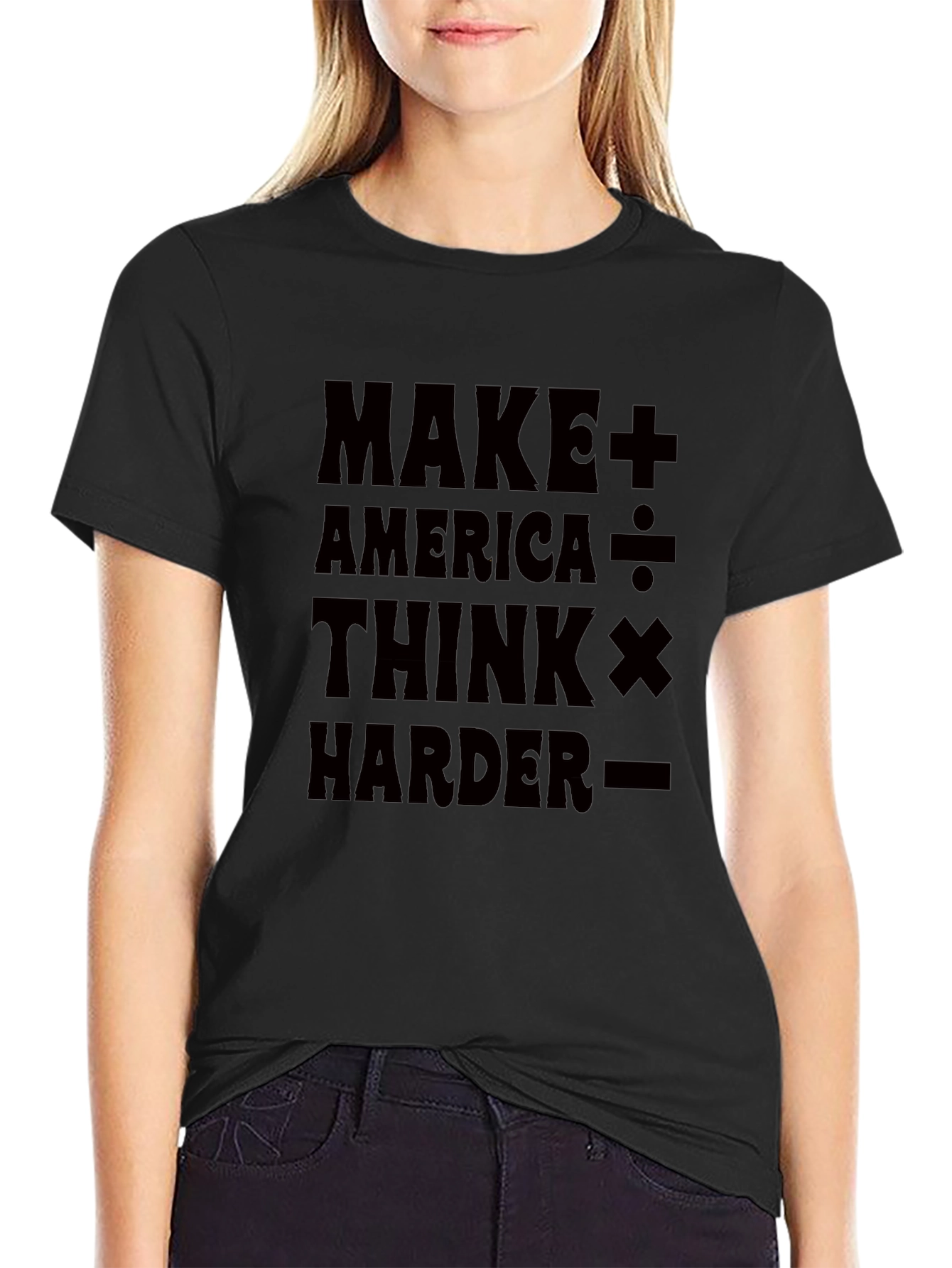Black Make America Think Harder Graphic T-Shirt view 2