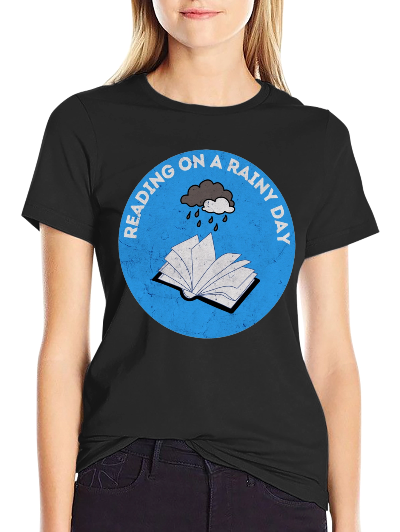Black Rainy Day Reading T-Shirt view 2
