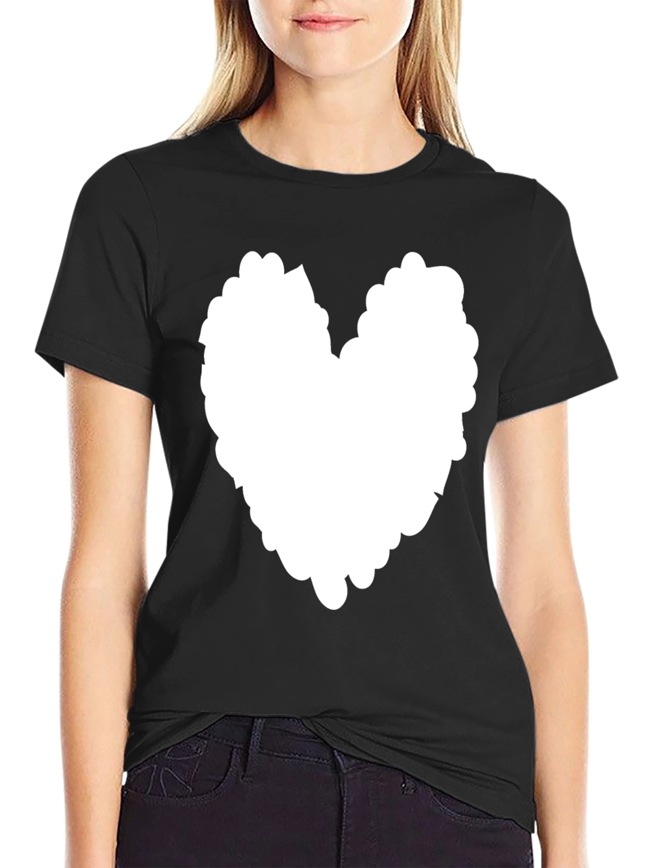Black Heart Graphic Tee - Stylish Black Cotton T-Shirt view 2