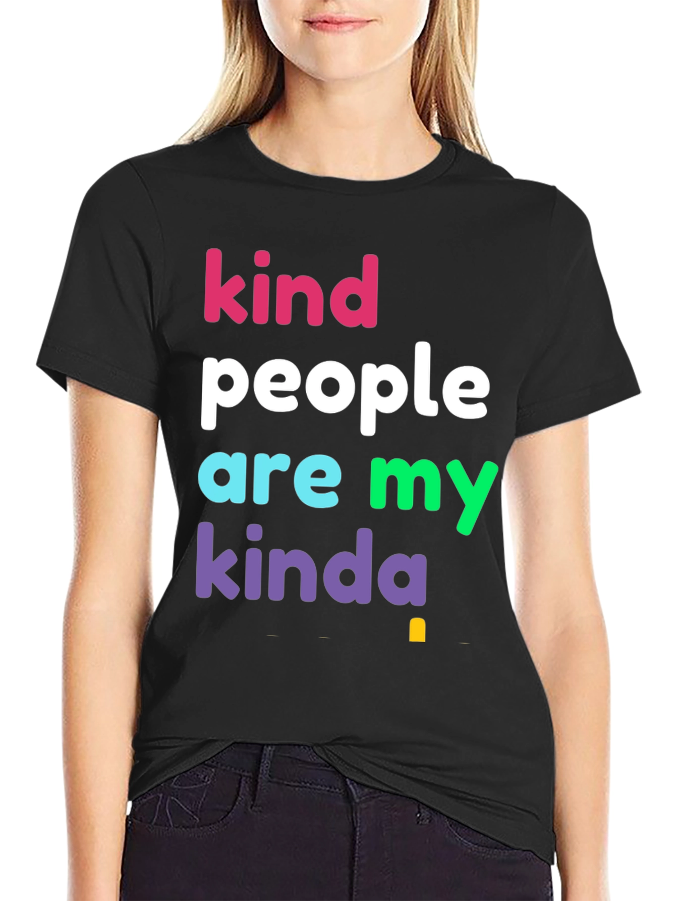 Black Kind People T-Shirt - Colorful Graphic Tee view 2