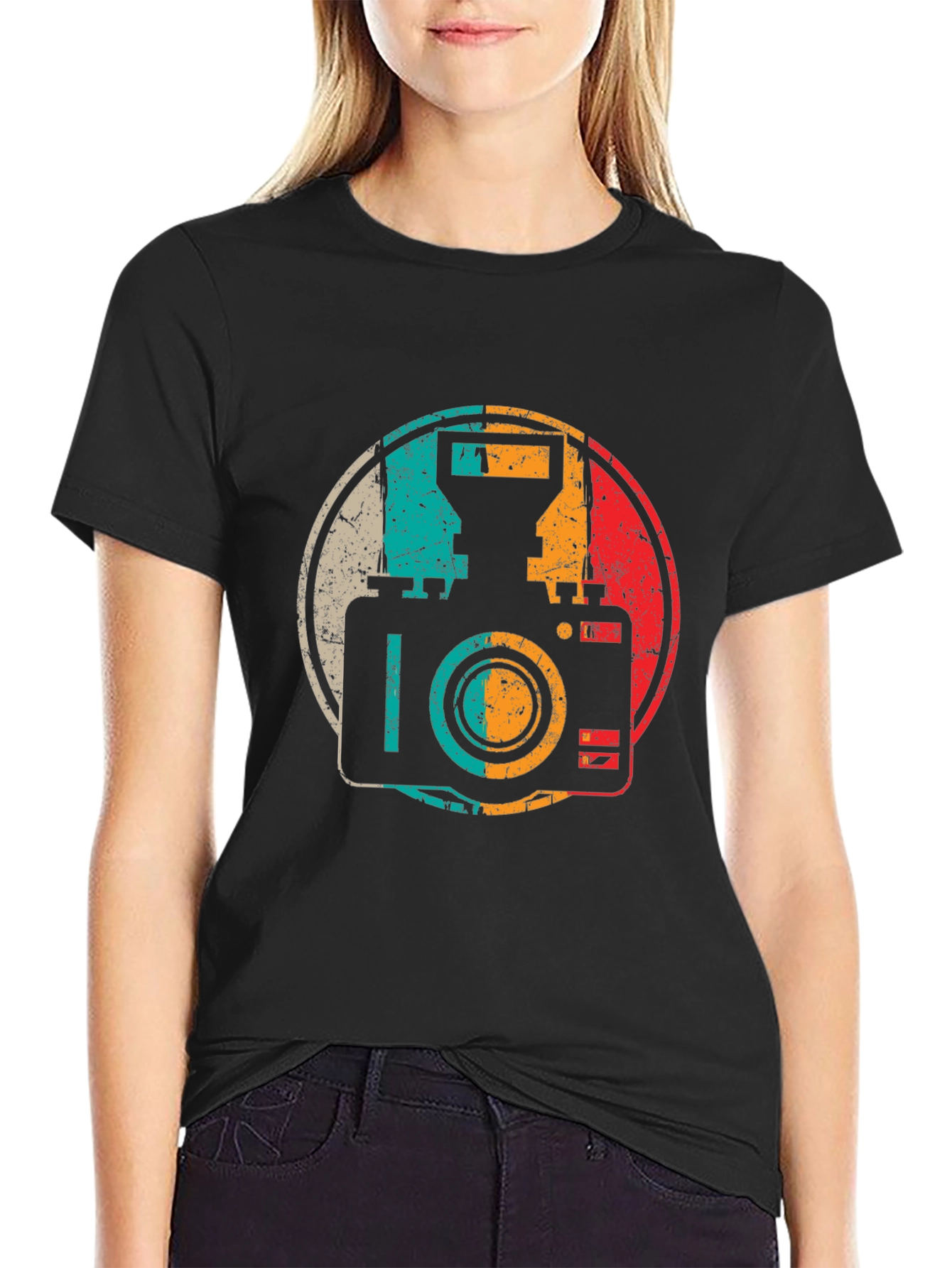 Black Retro Camera Graphic T-Shirt - Vintage Style Photography Tee view 2