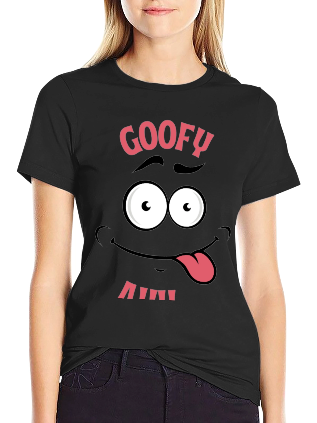 Black Funny Goofy Face Graphic Tee - Black view 2