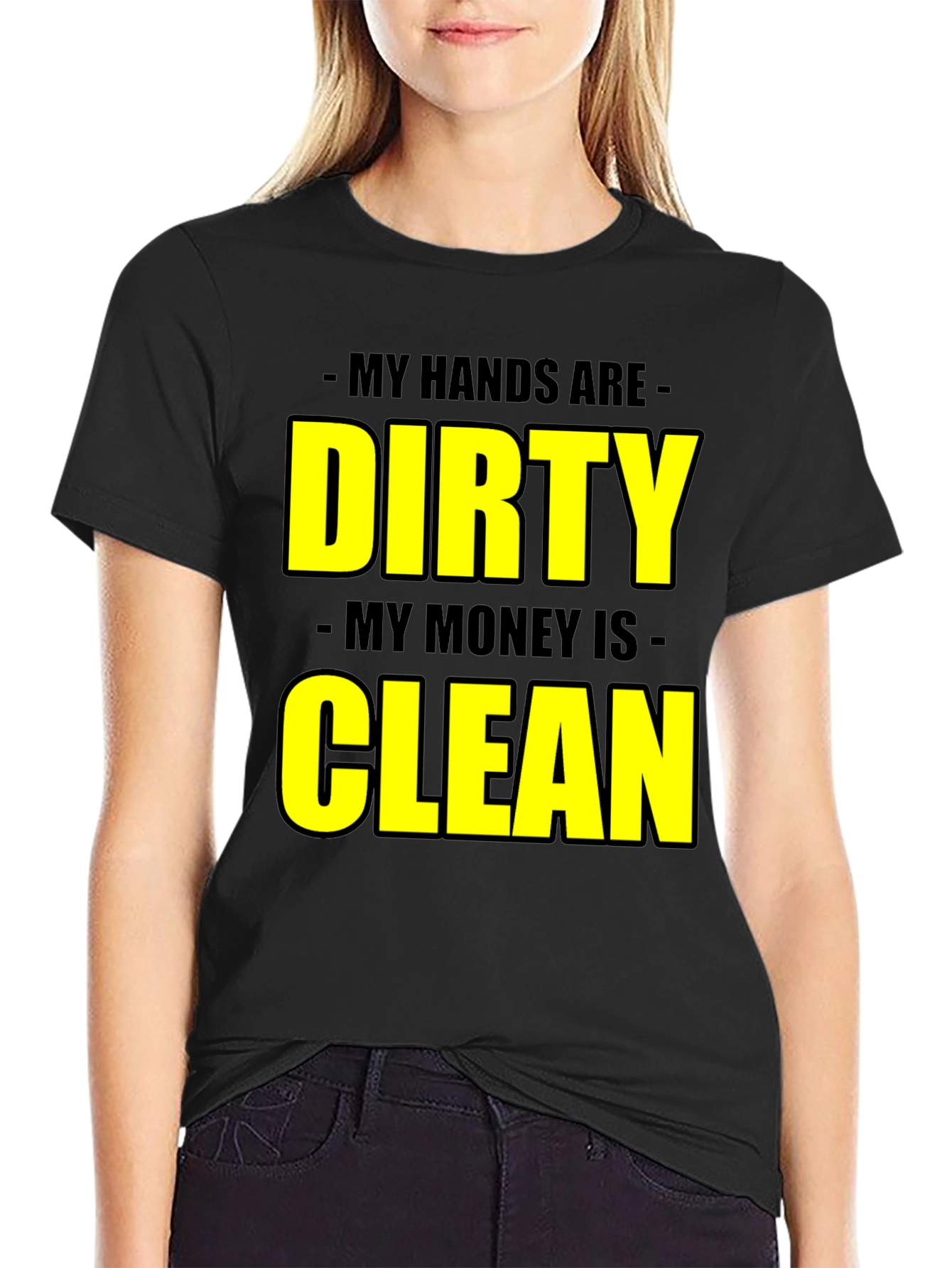 Black Dirty Hands Clean Money Graphic Tee view 2