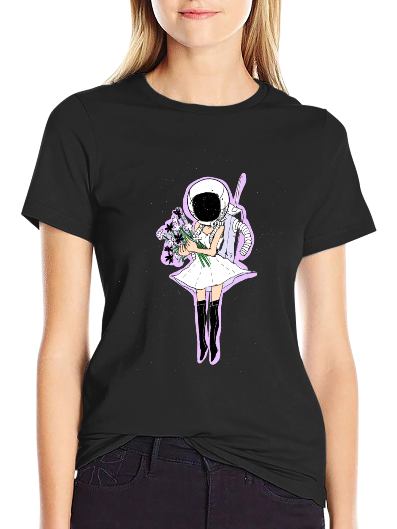 Black Astronaut Girl T-Shirt view 2