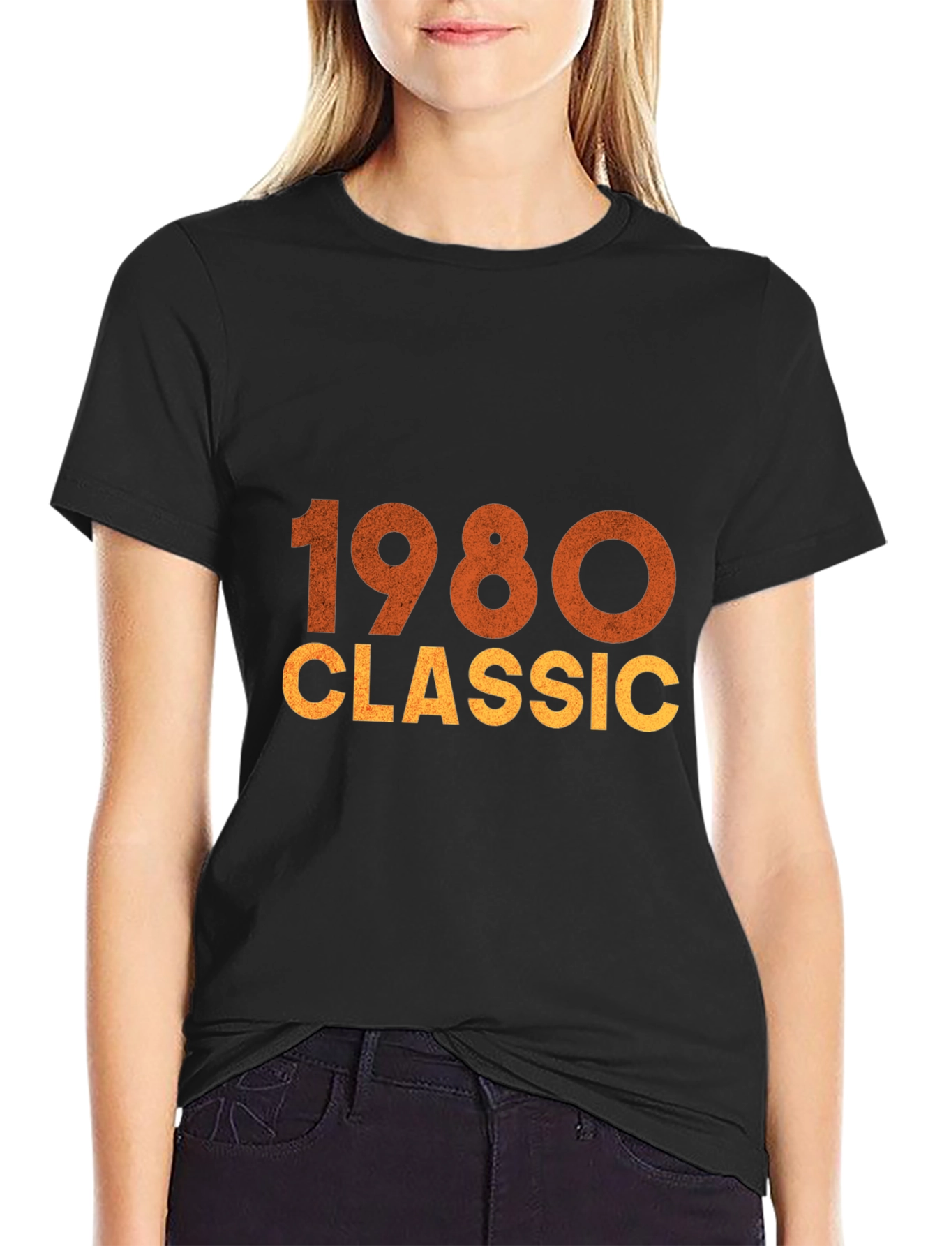 Black 1980 Classic Graphic Tee - Vintage Style view 2