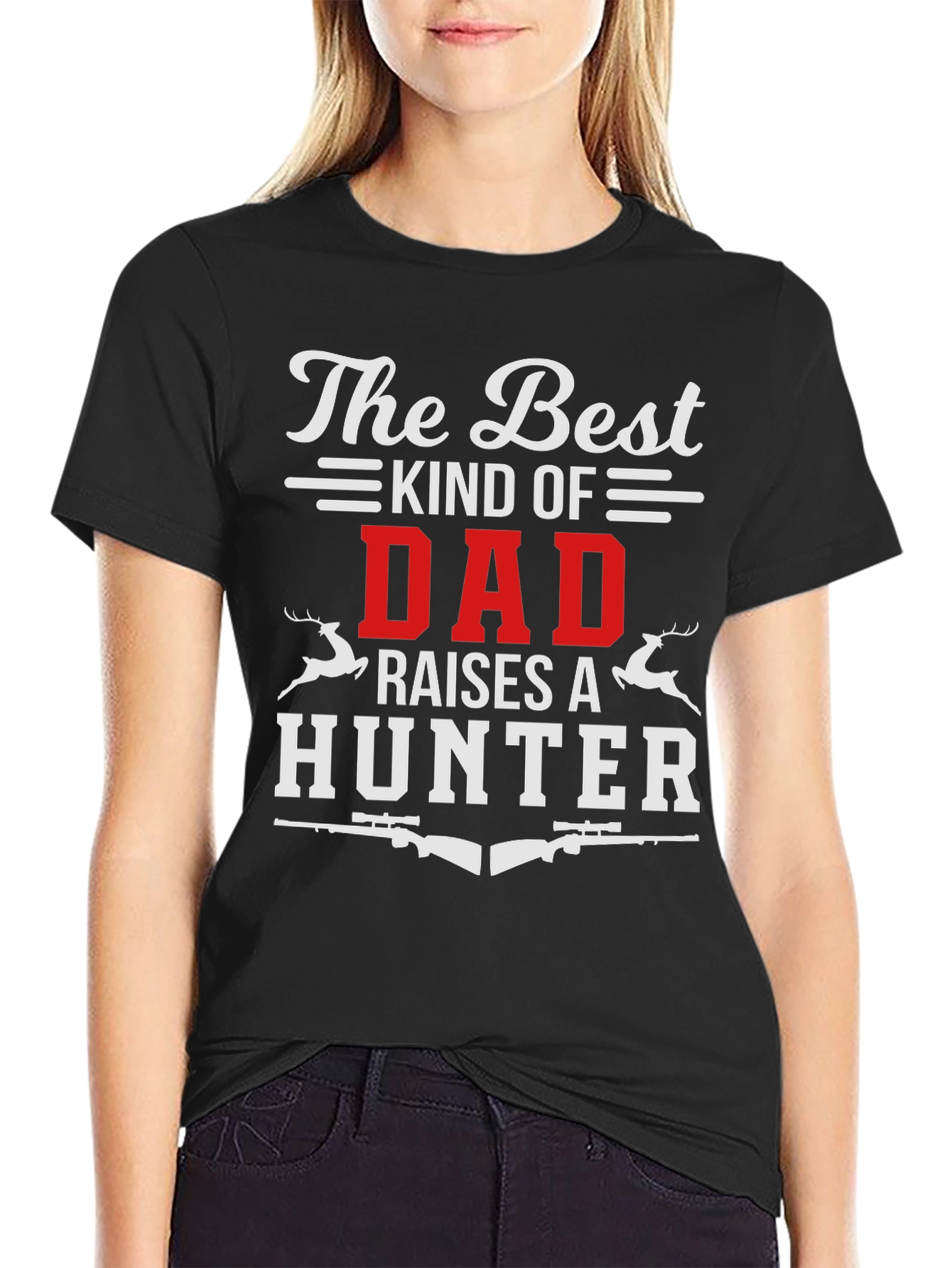 Black The Best Kind of Dad Hunter T-Shirt view 2