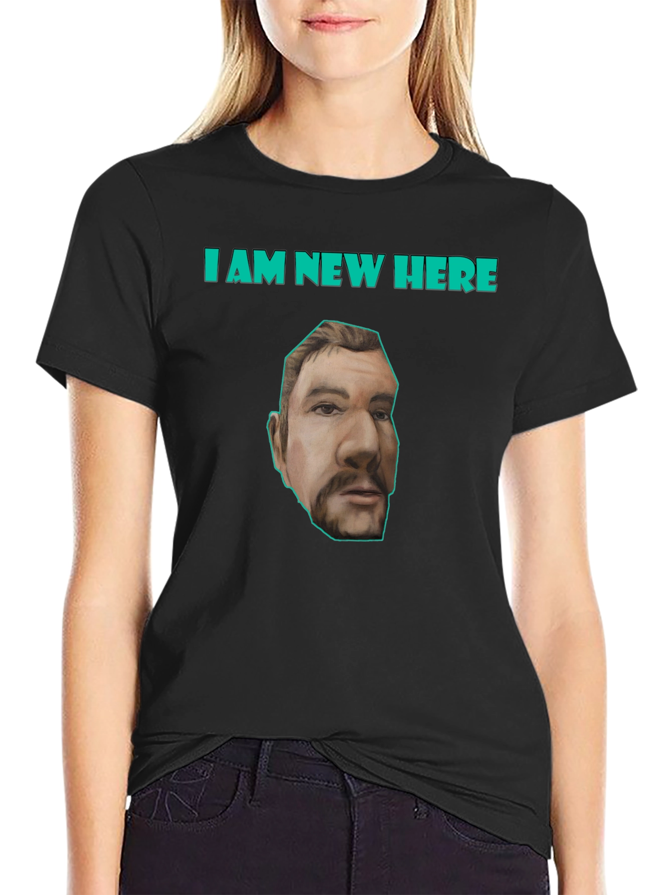 Black I Am New Here T-Shirt view 2