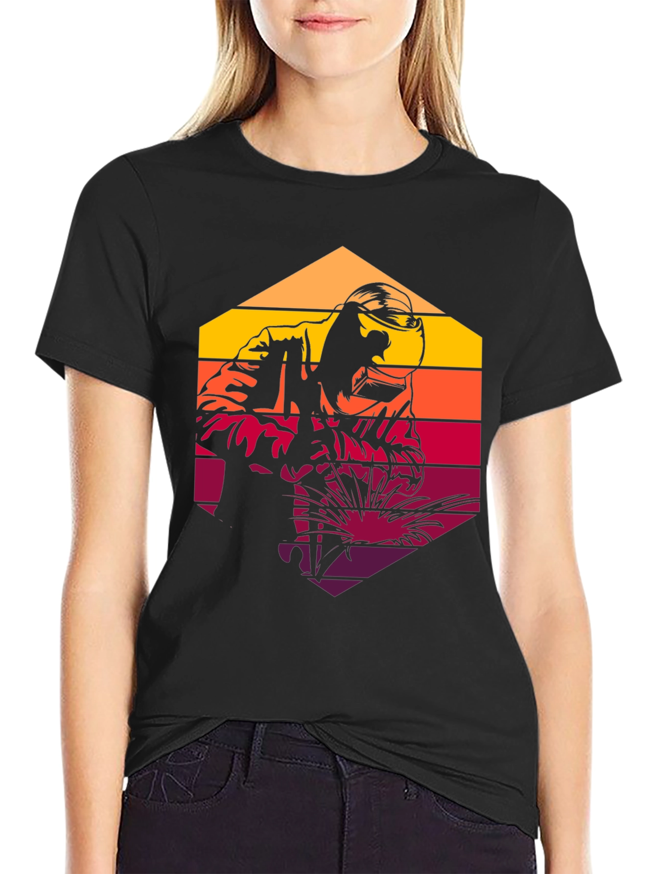 Black Retro Welder Graphic T-Shirt - Black view 2