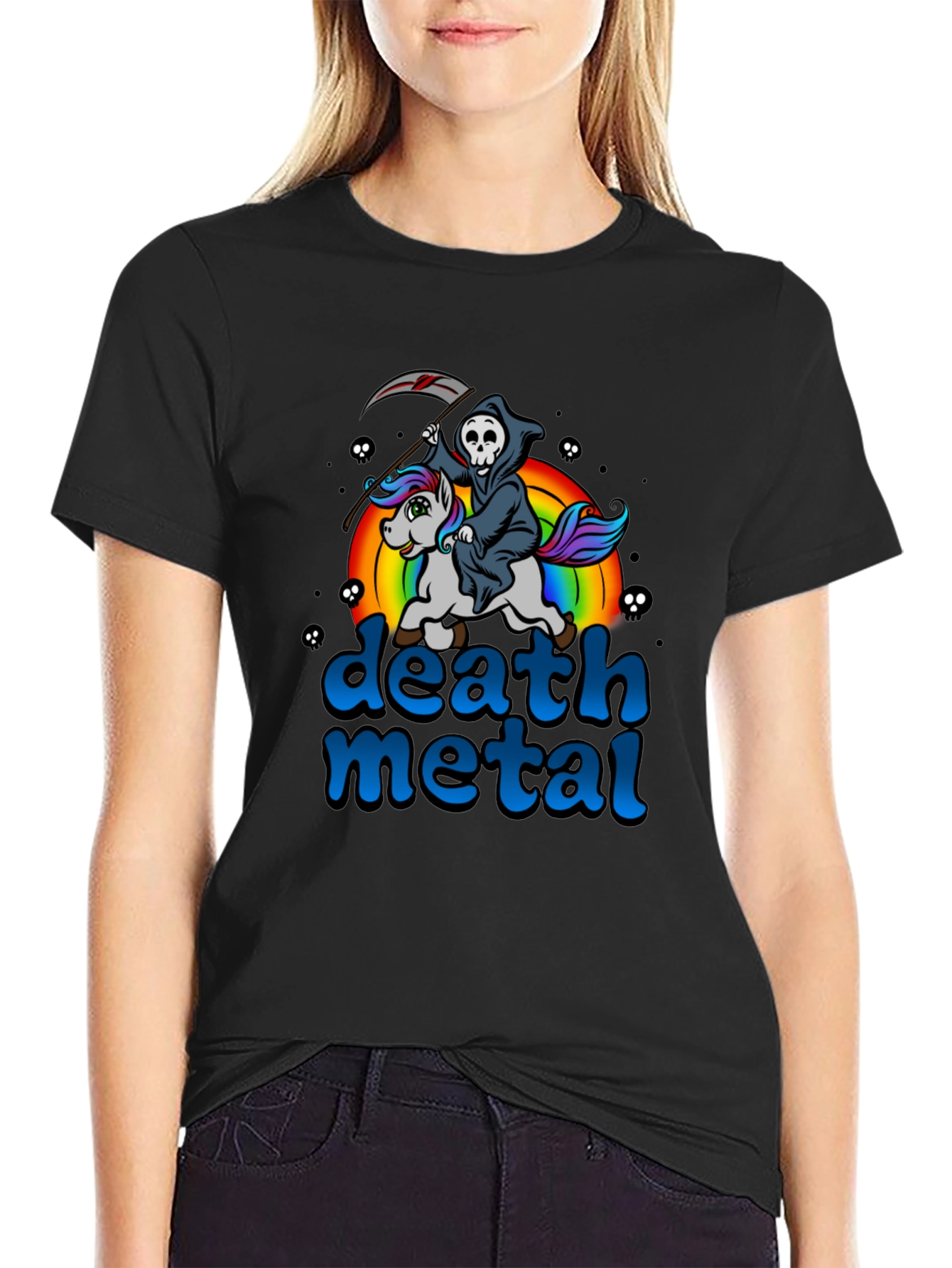 Black Death Metal Unicorn T-Shirt view 2