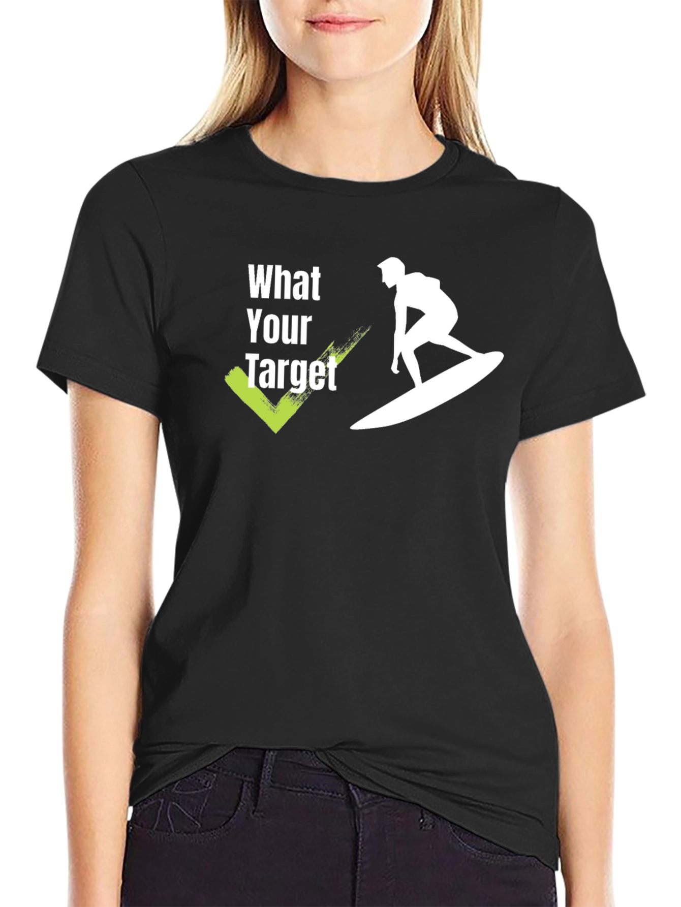 Black What Your Target Surf Graphic T-Shirt view 2
