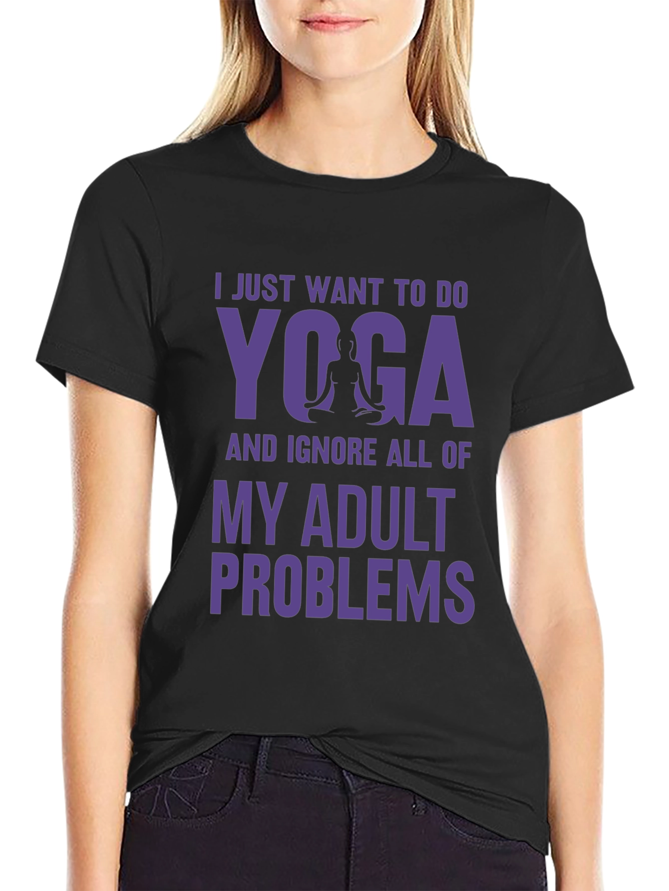 Black Yoga Adult Problems Tee - Relaxation Shirt view 2