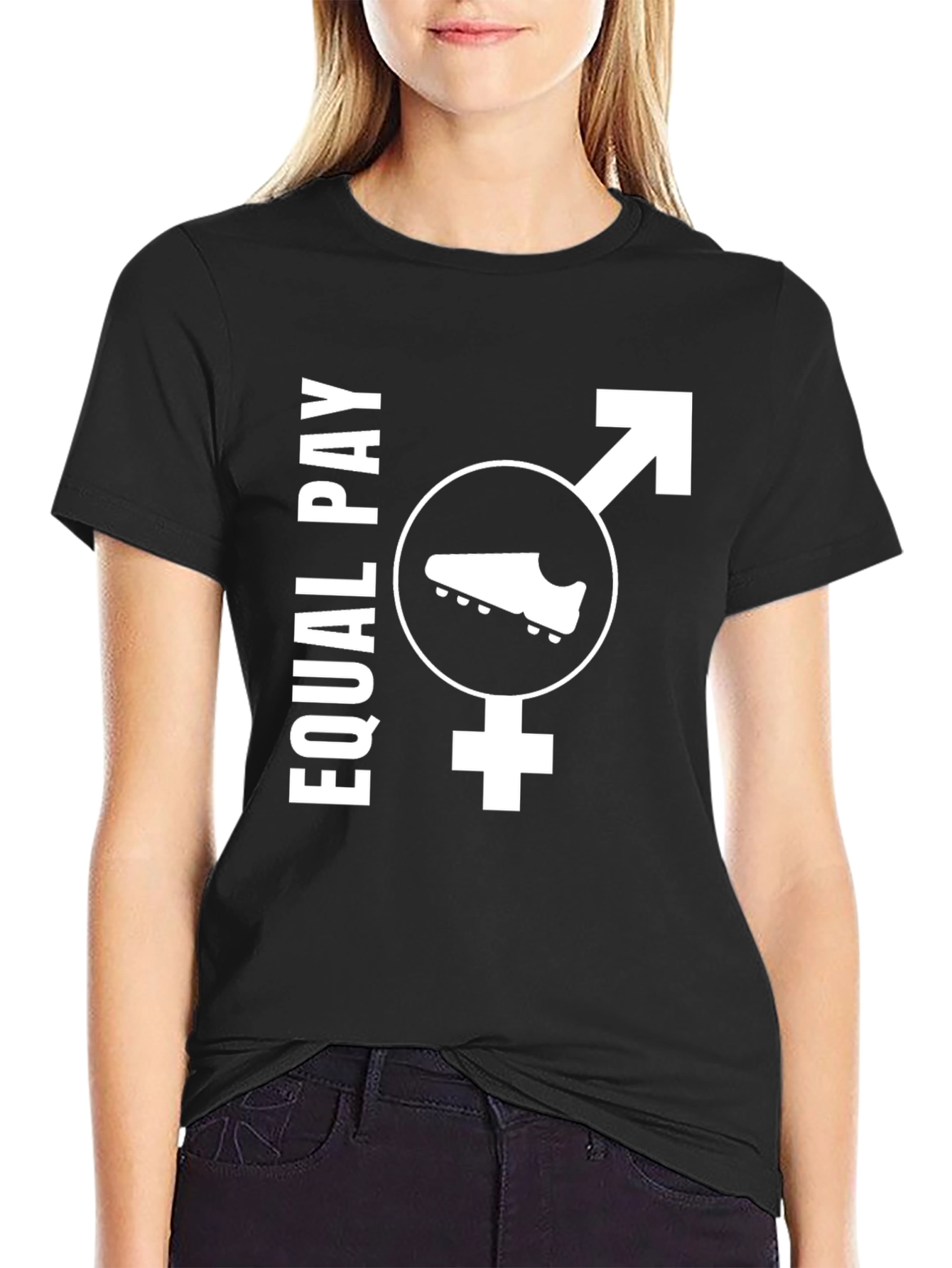 Black Equal Pay Soccer T-Shirt - Unisex Advocacy Tee view 2