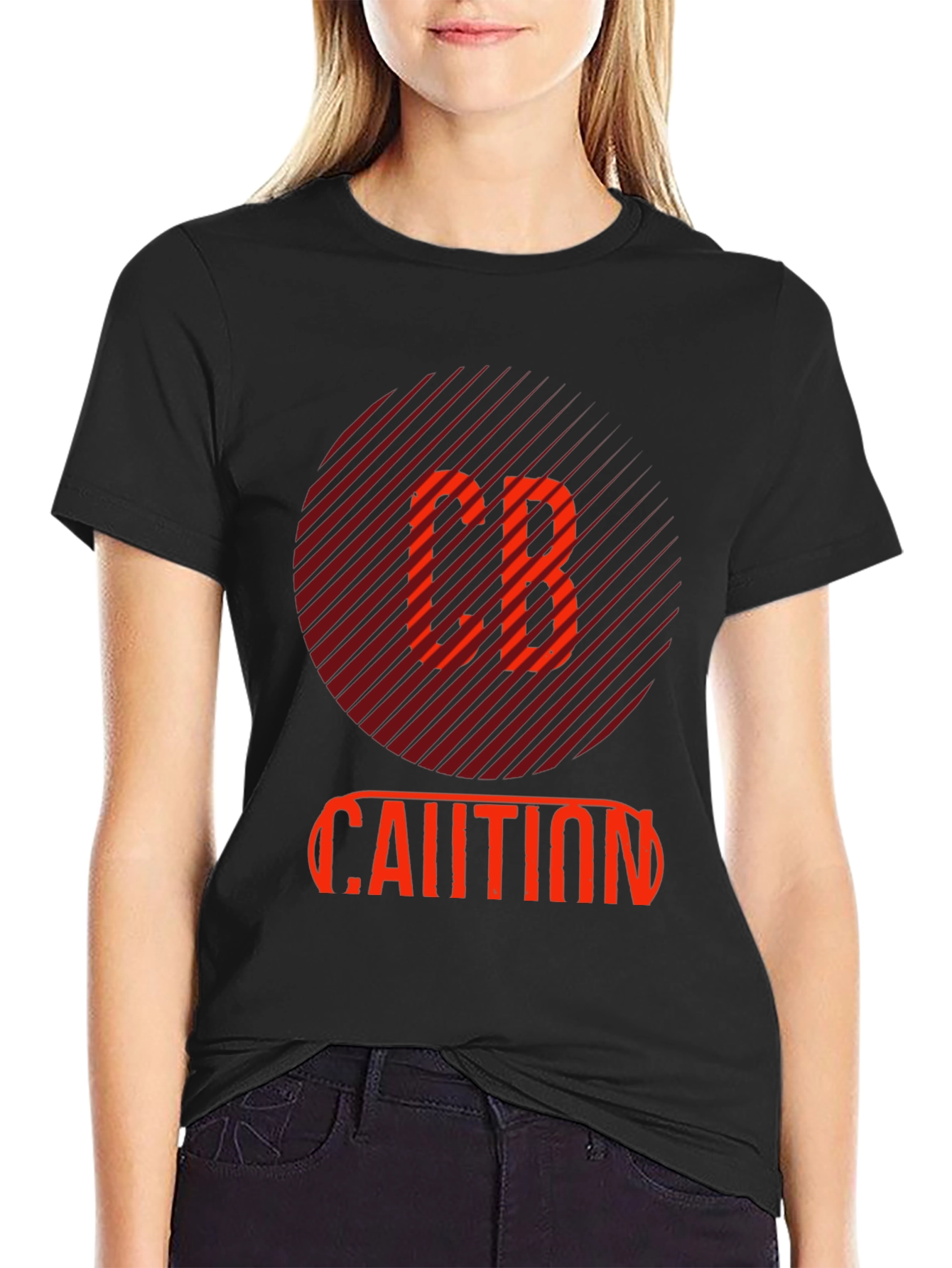 Black CB Caution Graphic Tee - Stylish Men's Black T-Shirt view 2