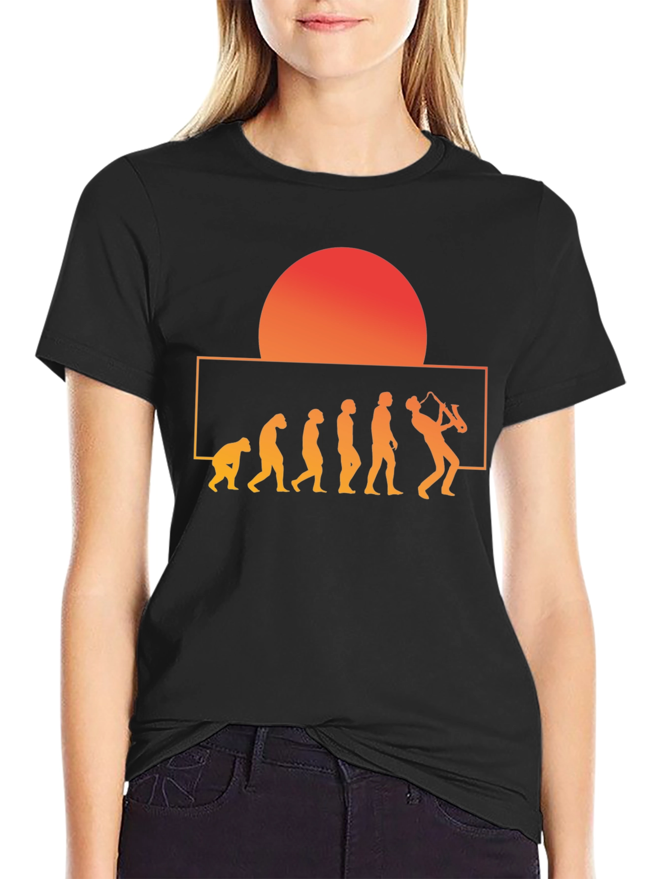 Black Evolution of Saxophone T-Shirt view 2
