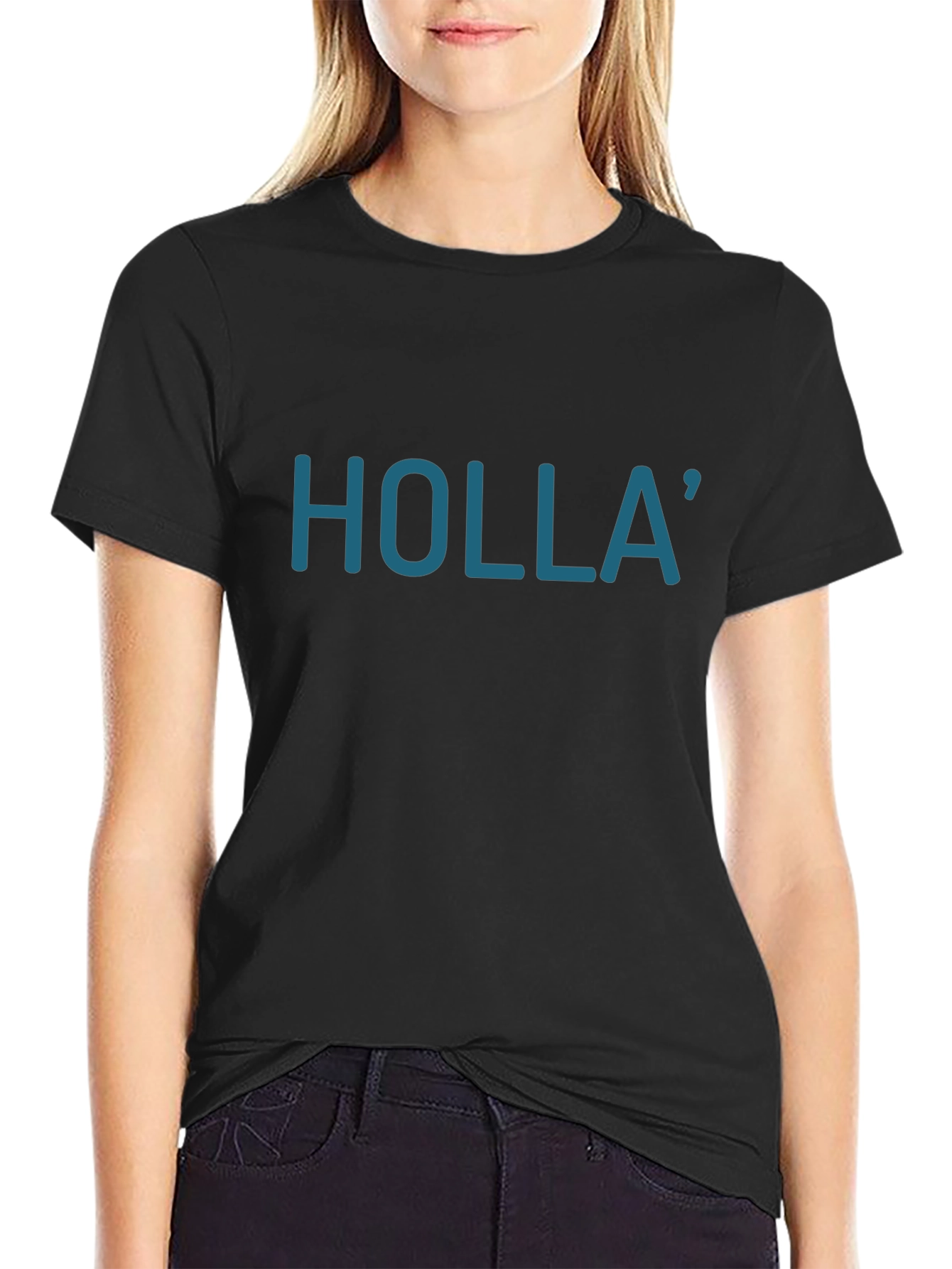 Black Holla Graphic Tee - Stylish Casual Wear view 2