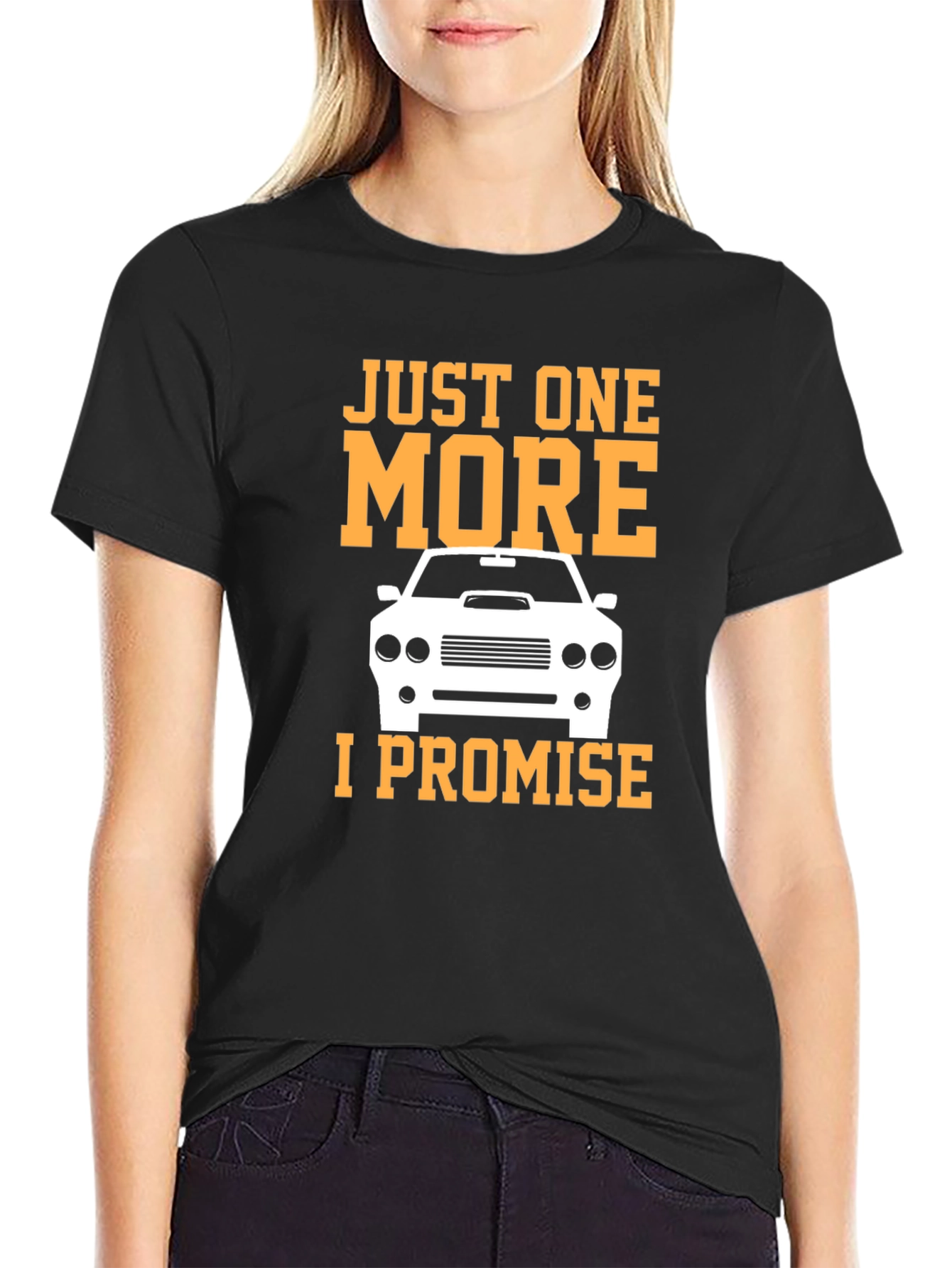 Black Just One More Car T-Shirt - Black Cotton Tee view 2