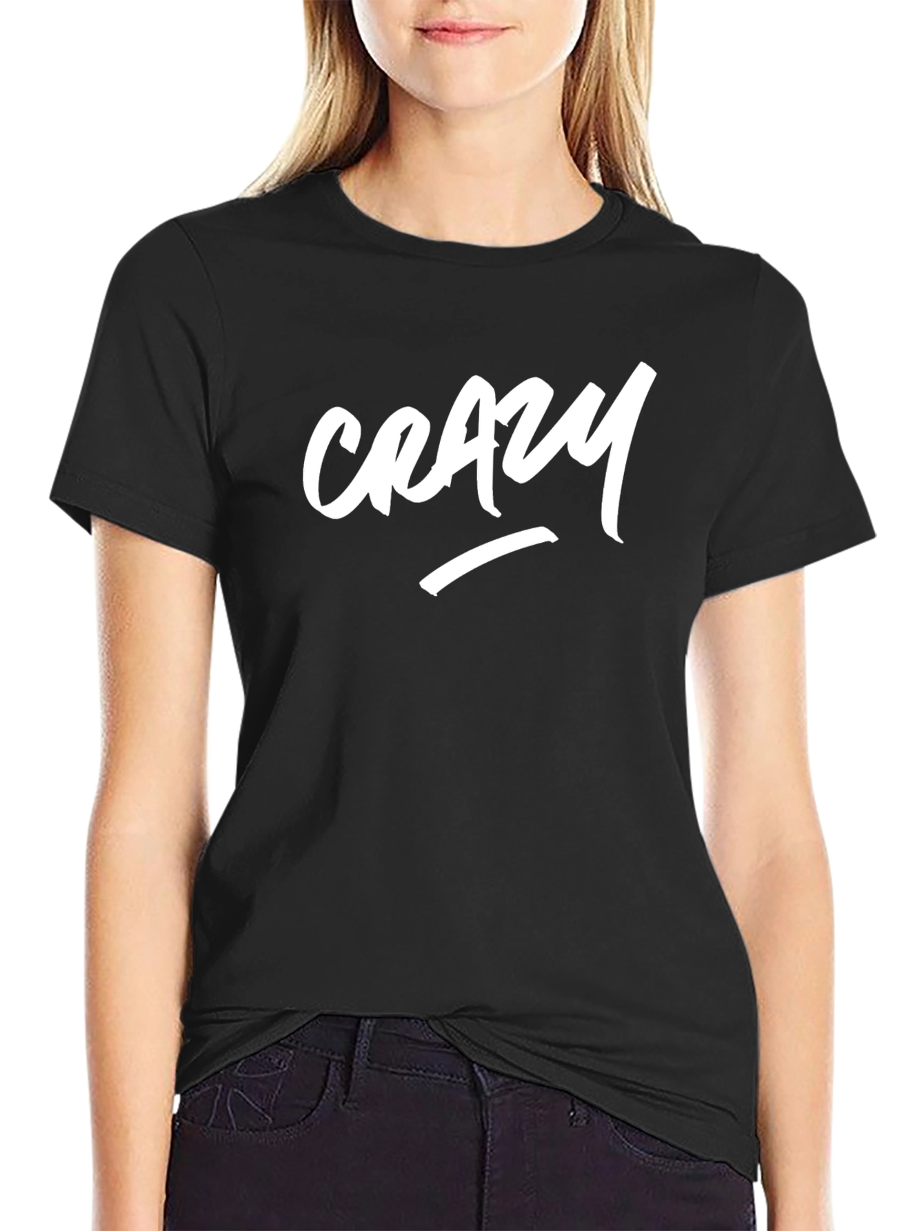 Black Crazy Graphic Tee - Stylish Black T-Shirt view 2
