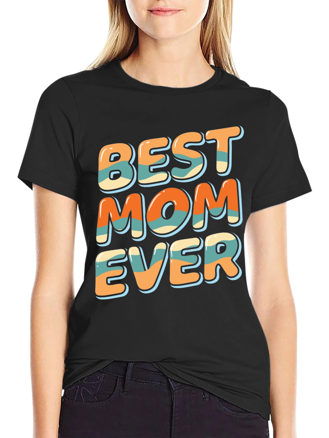 Black Best Mom Ever Graphic T-Shirt - Unisex view 2