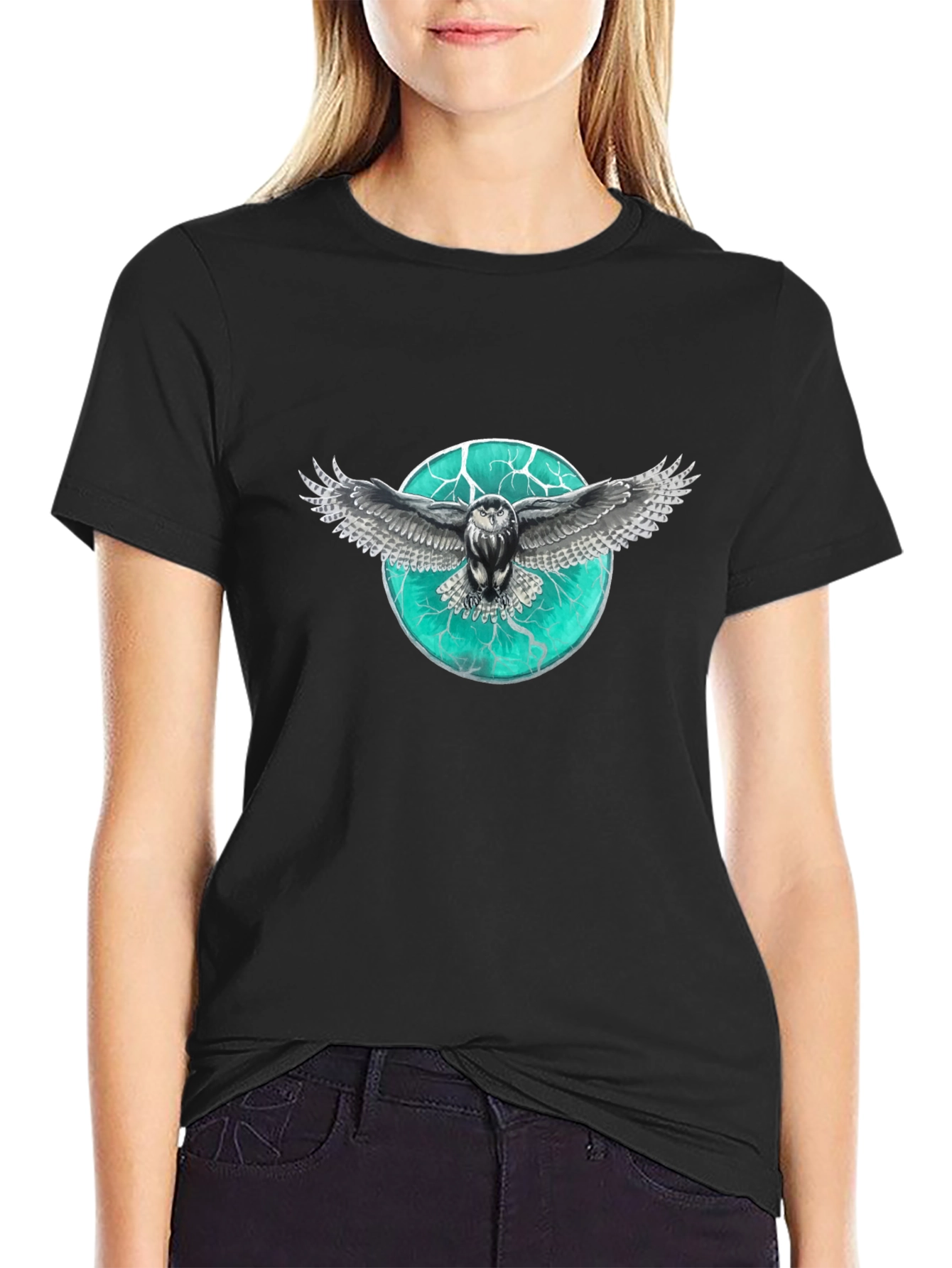 Black Owl Graphic Print Men's T-Shirt view 2