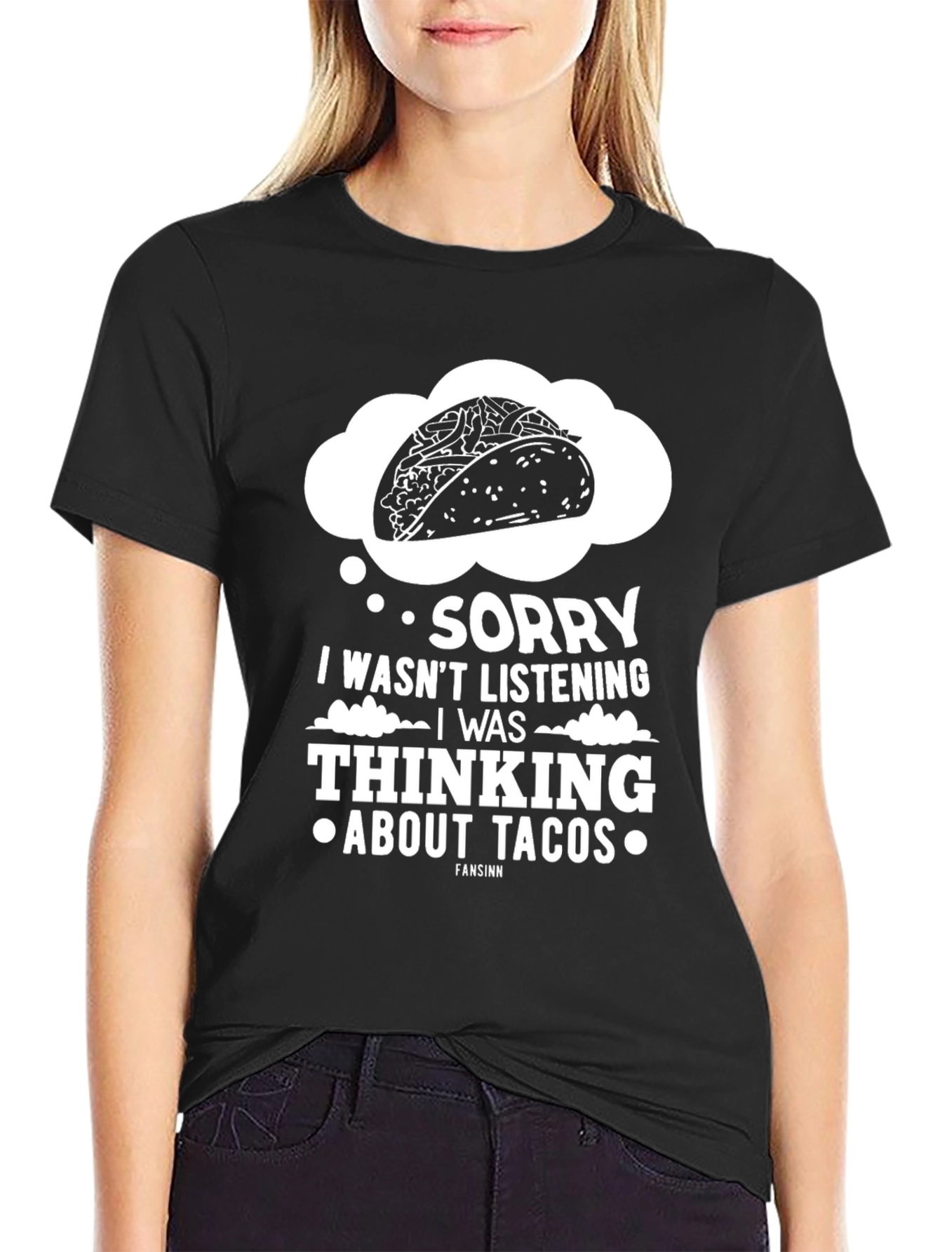 Black Sorry Thinking About Tacos Graphic Tee view 2