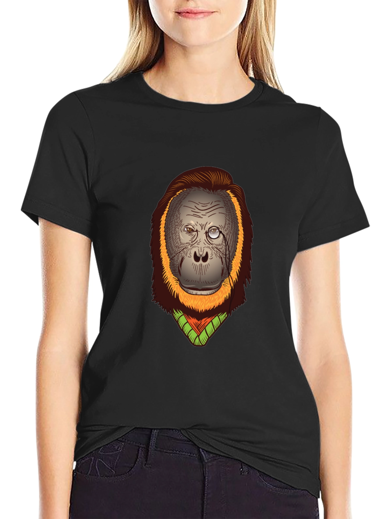 Black Orangutan T-Shirt: Gentleman Monkey Design view 2