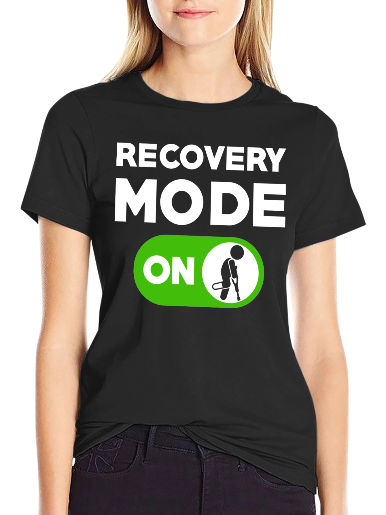Black Recovery Mode ON T-Shirt - Funny Get Well Soon Gift view 2