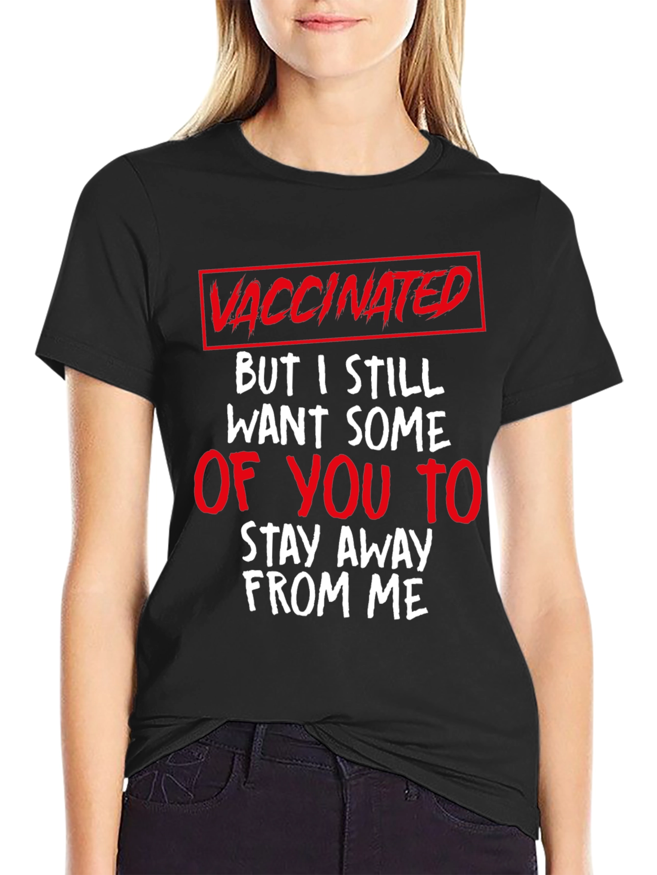 Black Vaccinated Funny Graphic T-Shirt view 2