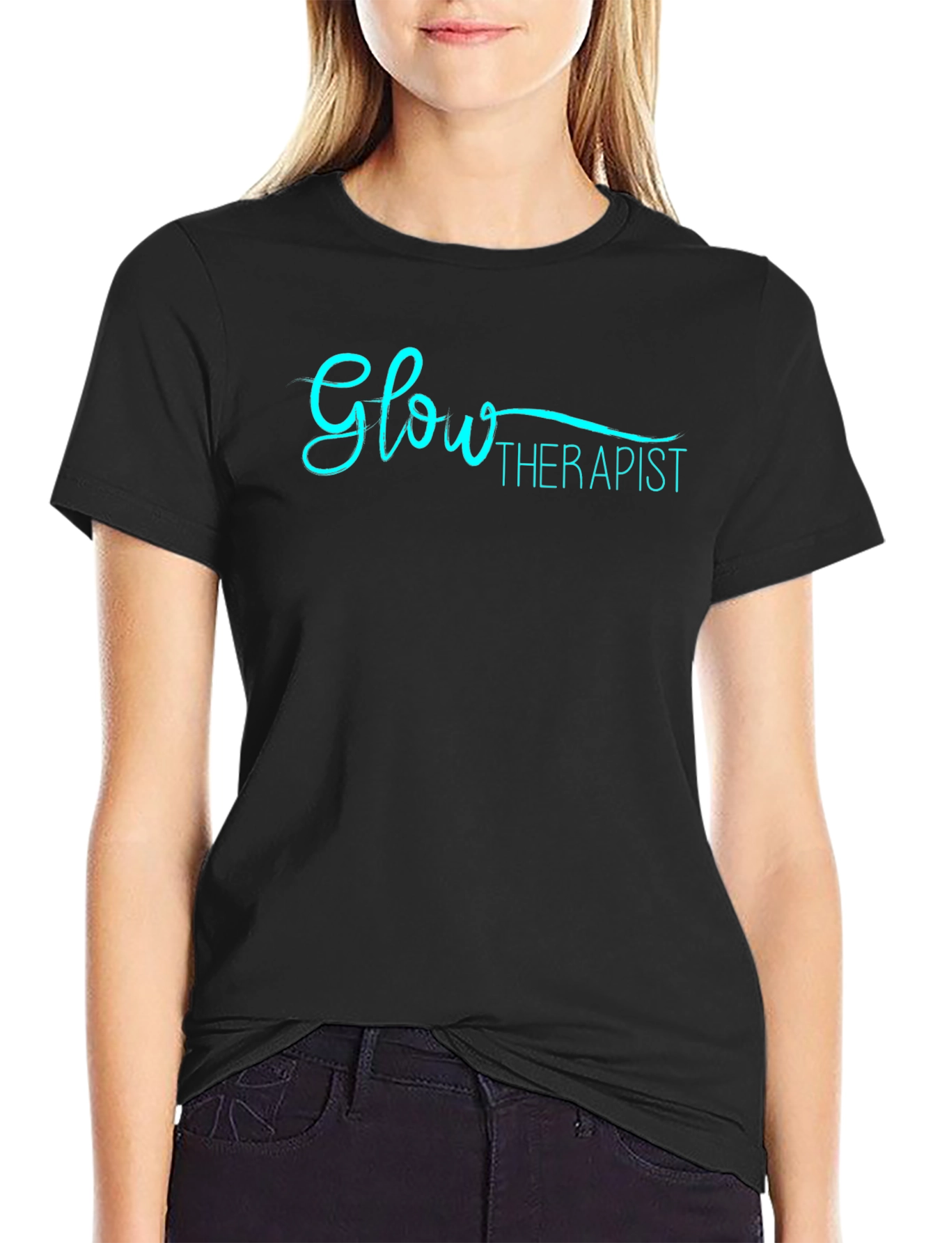 Black Glow Therapist Black T-Shirt view 2