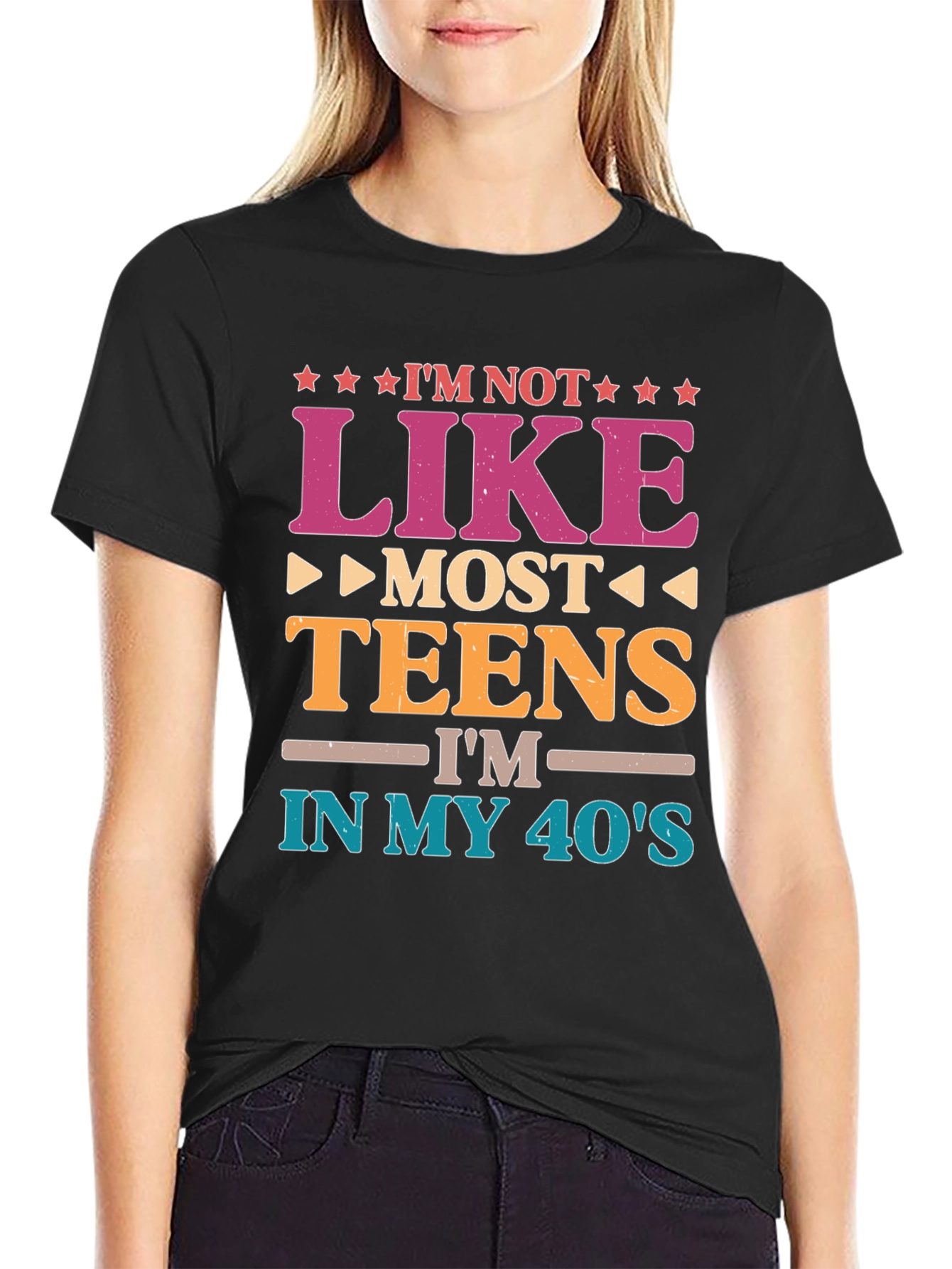 Black I'm Not Like Most Teens T-Shirt - 40's Humor Tee view 2