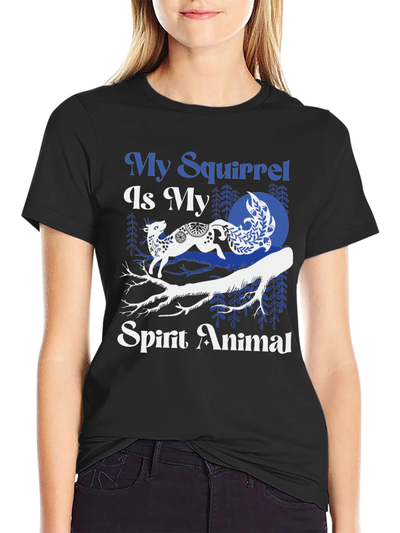 Black My Squirrel Is My Spirit Animal Black Tee view 2