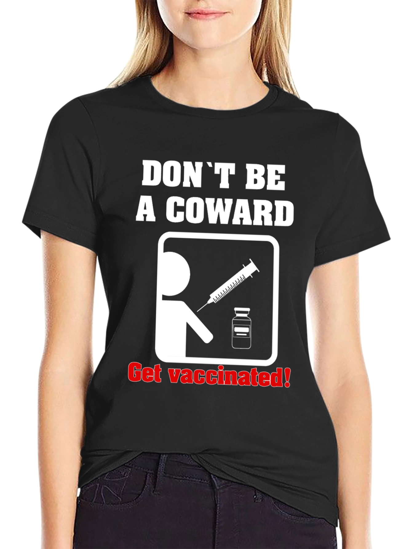 Black Don't Be A Coward Get Vaccinated T-Shirt view 2