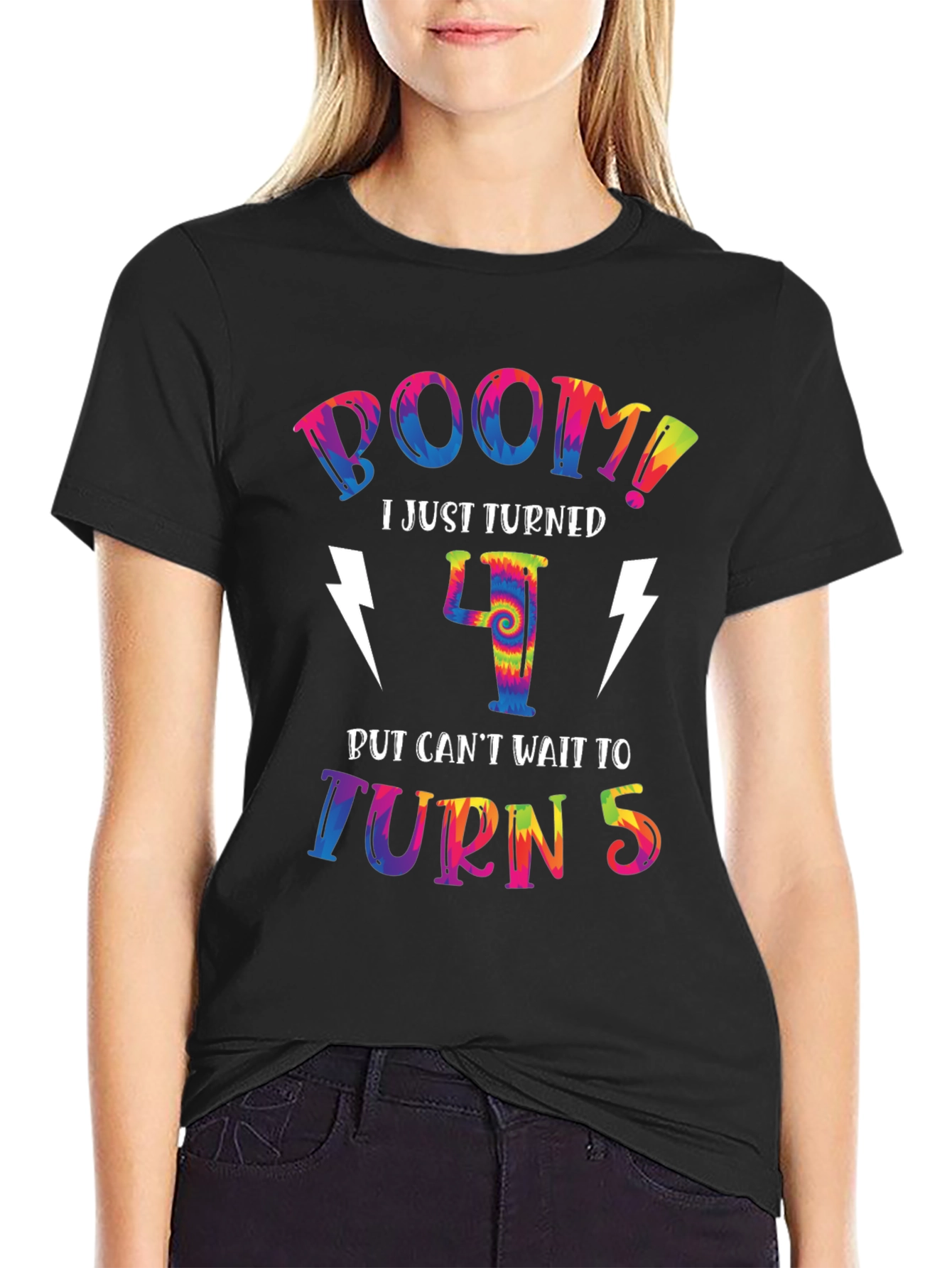 Black Boom! I Just Turned 4 T-Shirt view 2
