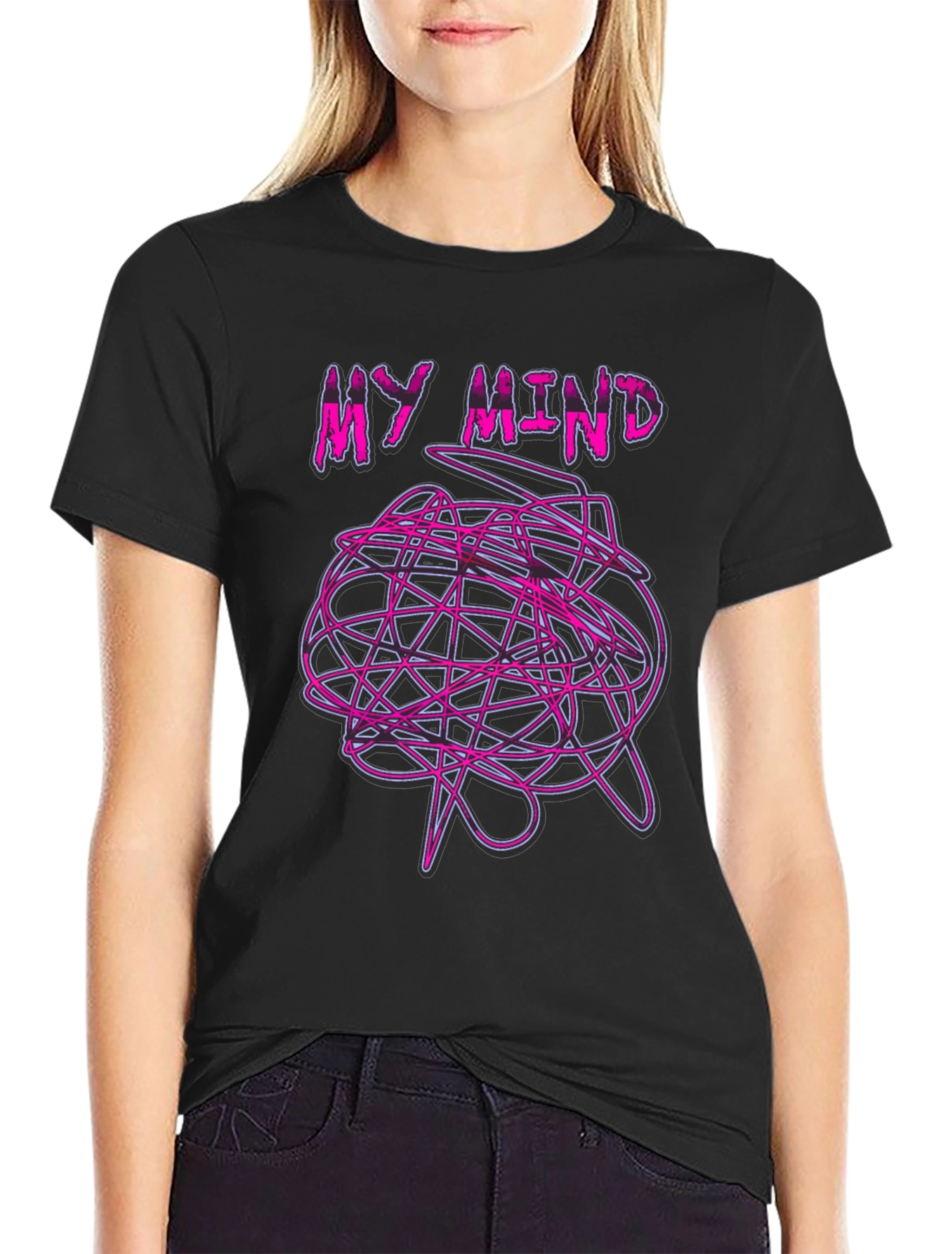 Black My Mind Graphic T-Shirt - Chaotic Brain Design view 2