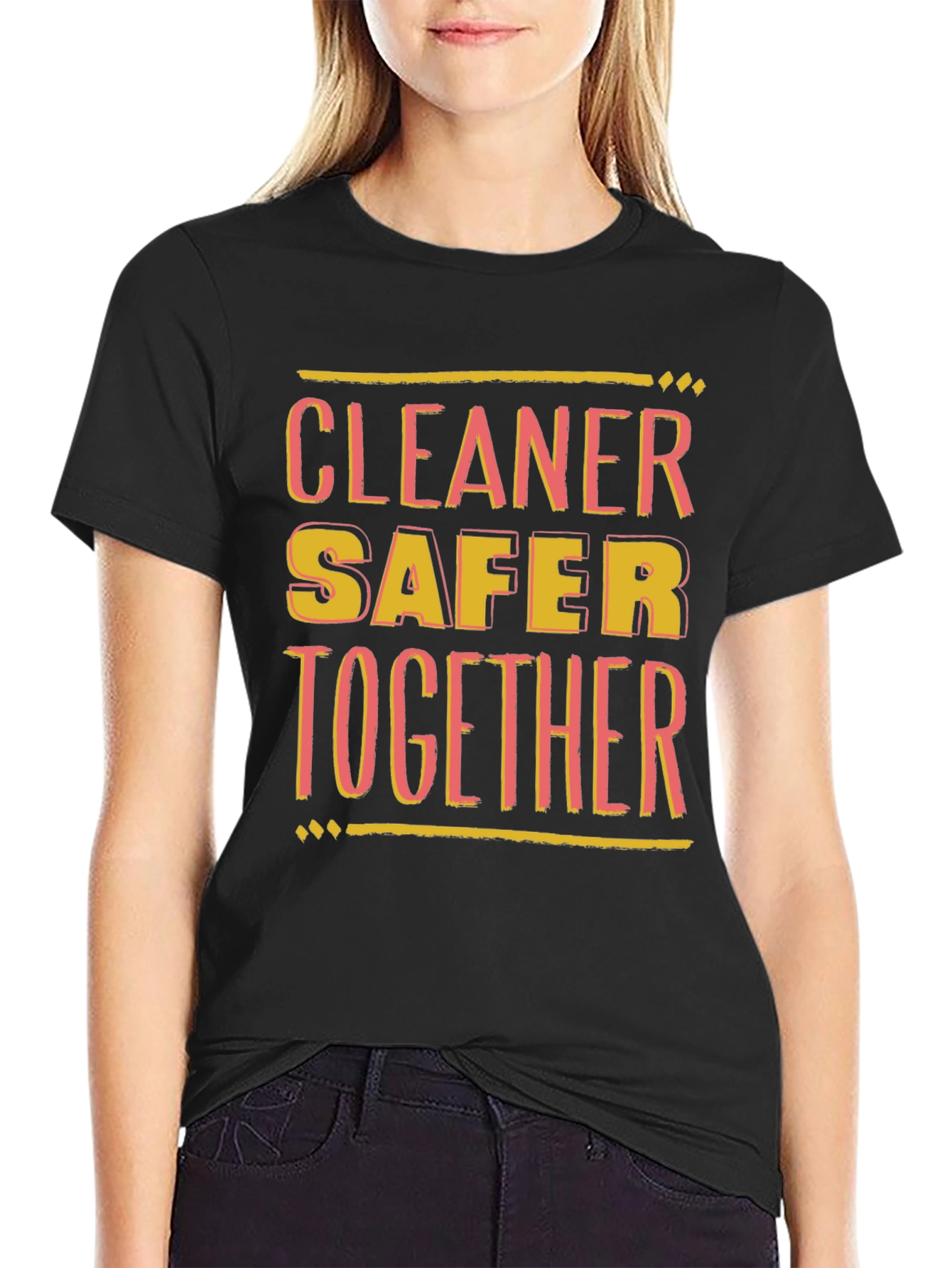 Black Cleaner Safer Together Black Graphic Tee view 2