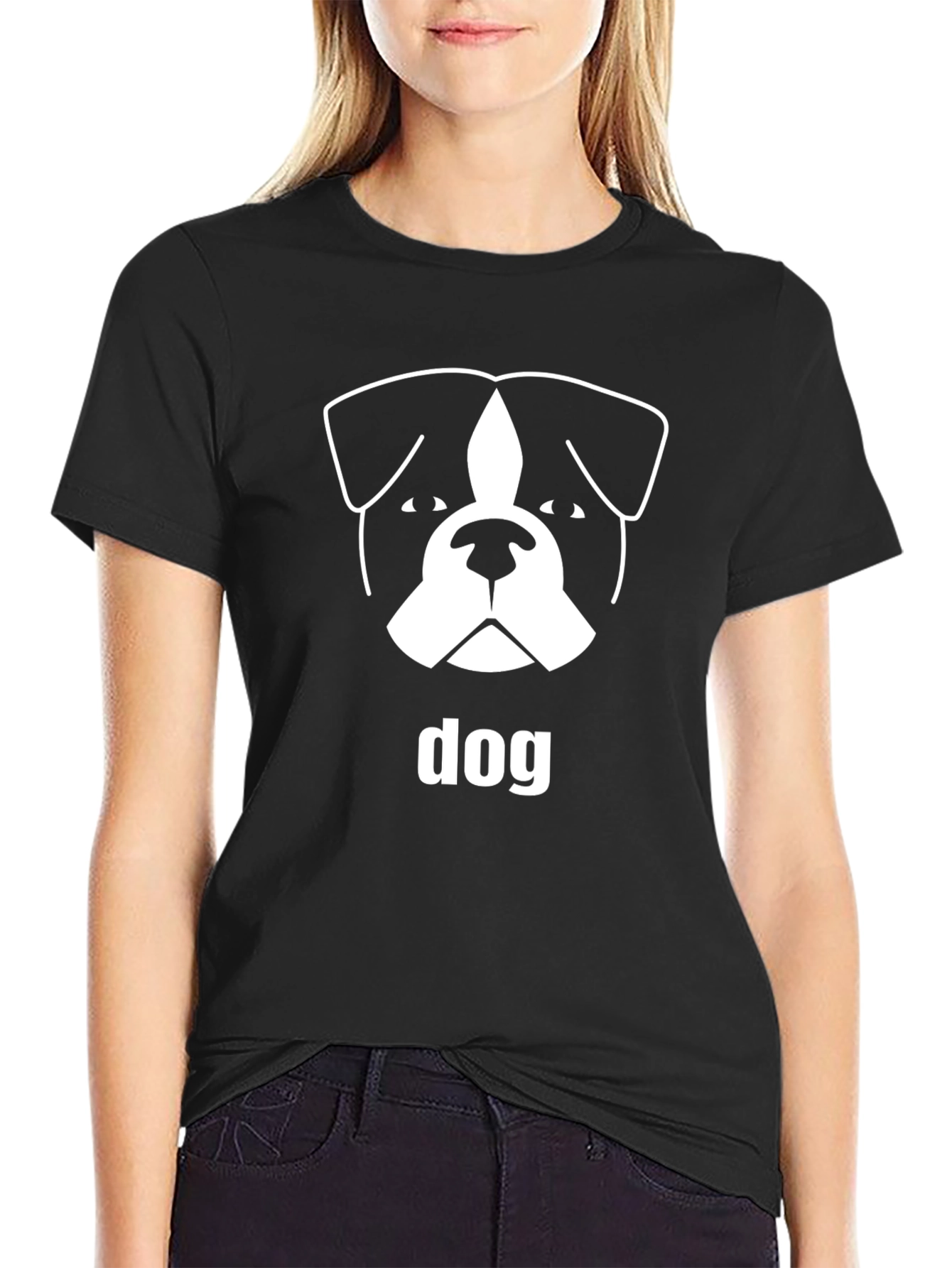 Black Dog Graphic T-Shirt - Black Crew Neck Tee view 2