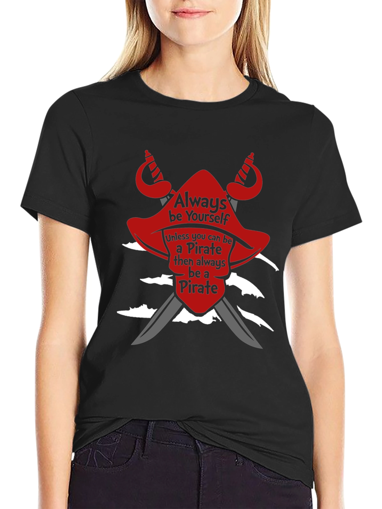 Black Pirate T-Shirt: Always Be Yourself Novelty Tee view 2