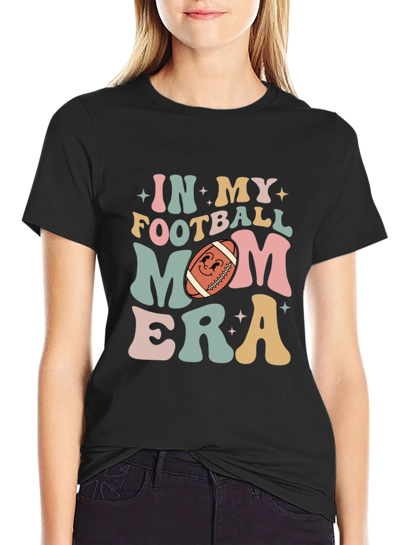 Black Football Mom Era T-Shirt view 2