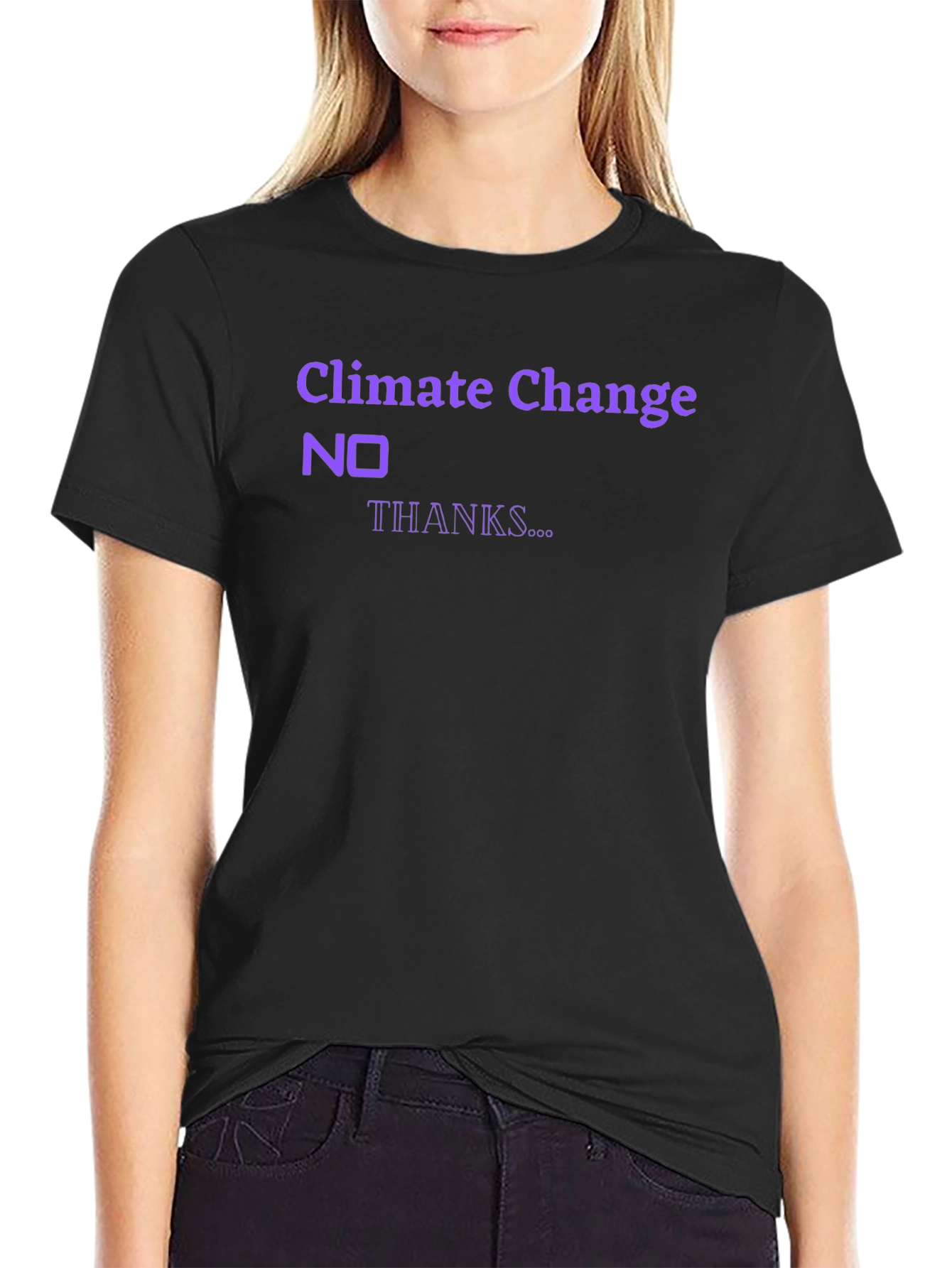 Black Climate Change 'No Thanks' Graphic T-Shirt view 2