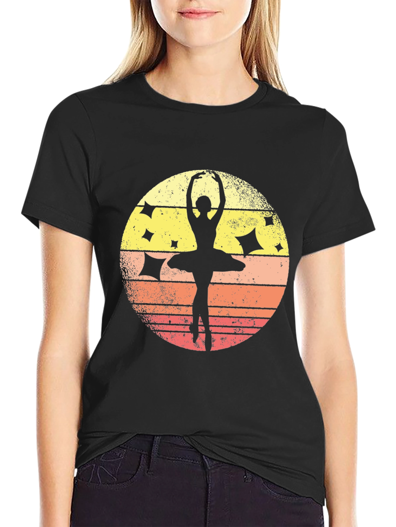 Black Ballet Dancer Silhouette Graphic Tee view 2