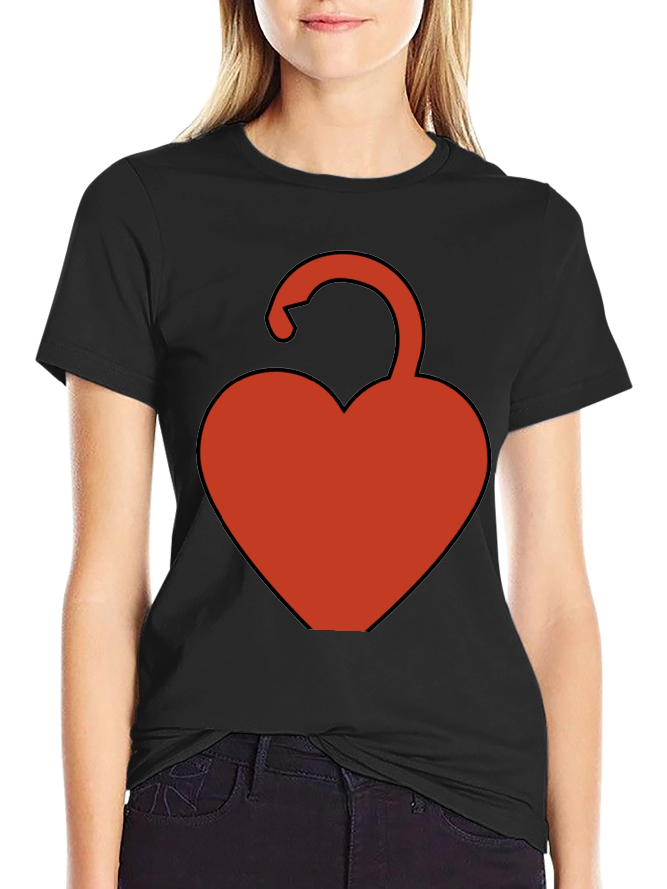 Black Heart Lock Graphic Tee - Black Casual Shirt view 2